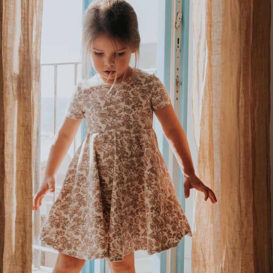 The Printed Short Sleeve Dress - Delilah Short Sleeve Dress Lovely Littles