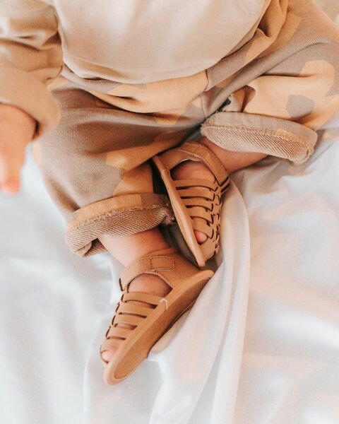 Leather Indie Sandal | Color 'Tan' | Soft Sole Consciously Baby