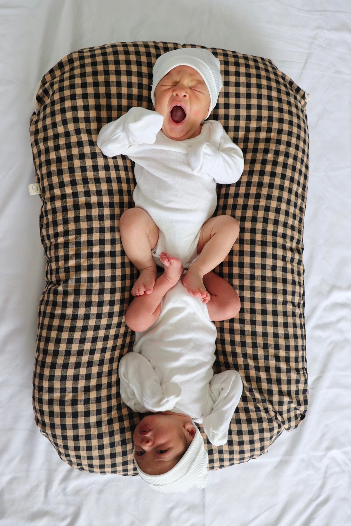 Brown Black Gingham Ruffle Baby Lounger Cover