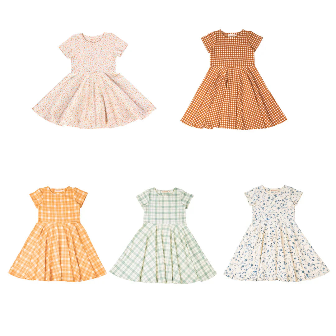 Sweetheart Twirl Dress | Organic Cotton Jersey - Sienna Gingham | GCO2260