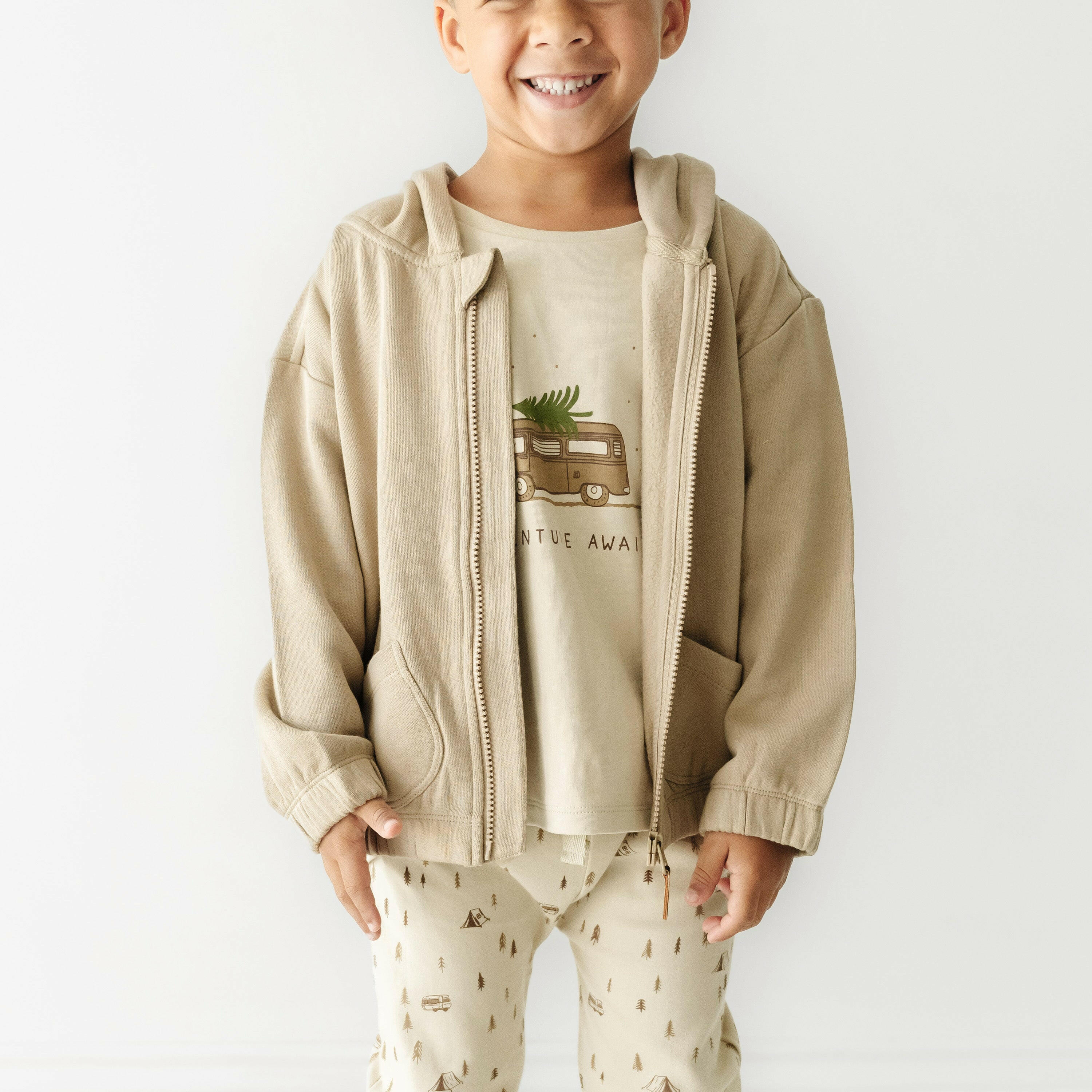 Organic Baby Toddler Hooded Jacket - Mocha Fleece Jacket Makemake Organics