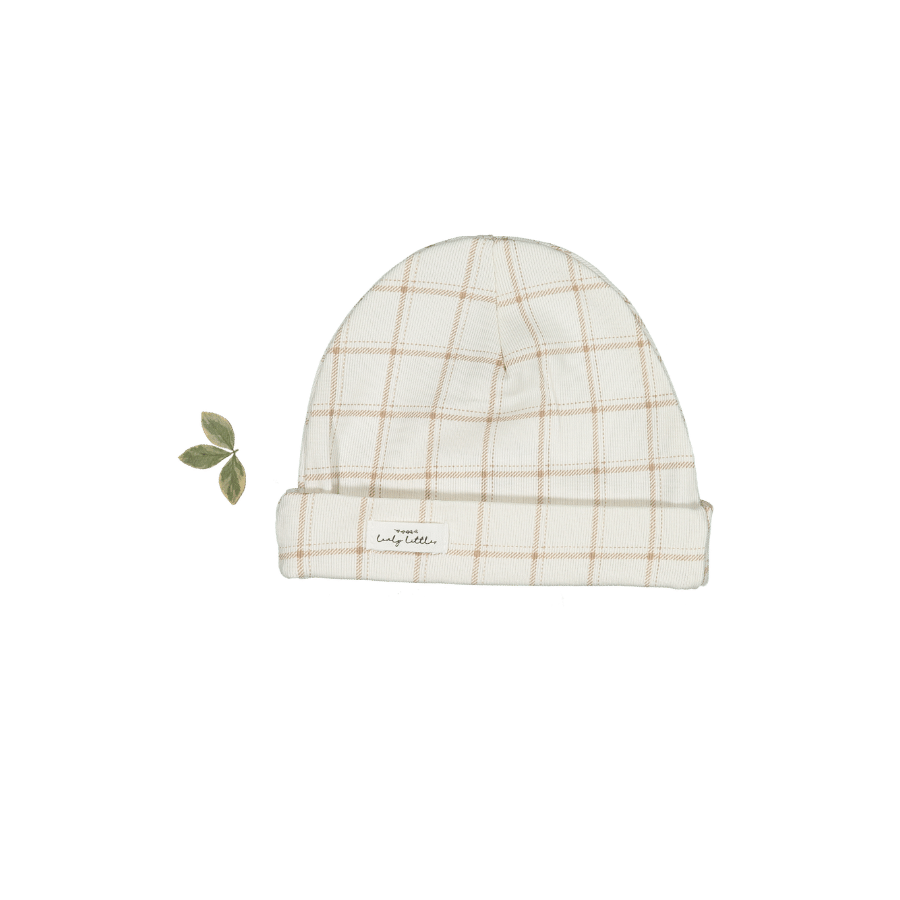 The Printed Hat - Tan Grid Hat Lovely Littles
