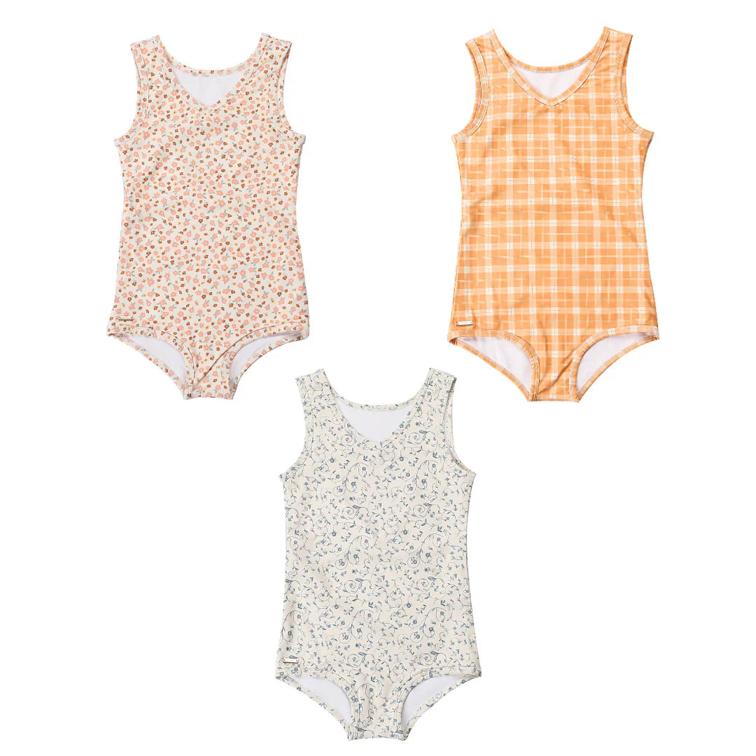 Sweetheart 1 Piece Swimsuit | UPF + Recycled - Buckwheat Plaid
