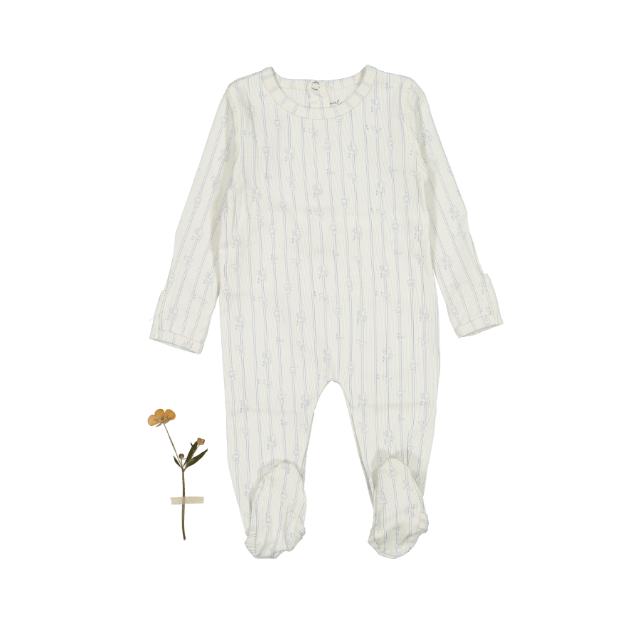 The Printed Romper - Linear Leaf Back Snap Romper Lovely Littles