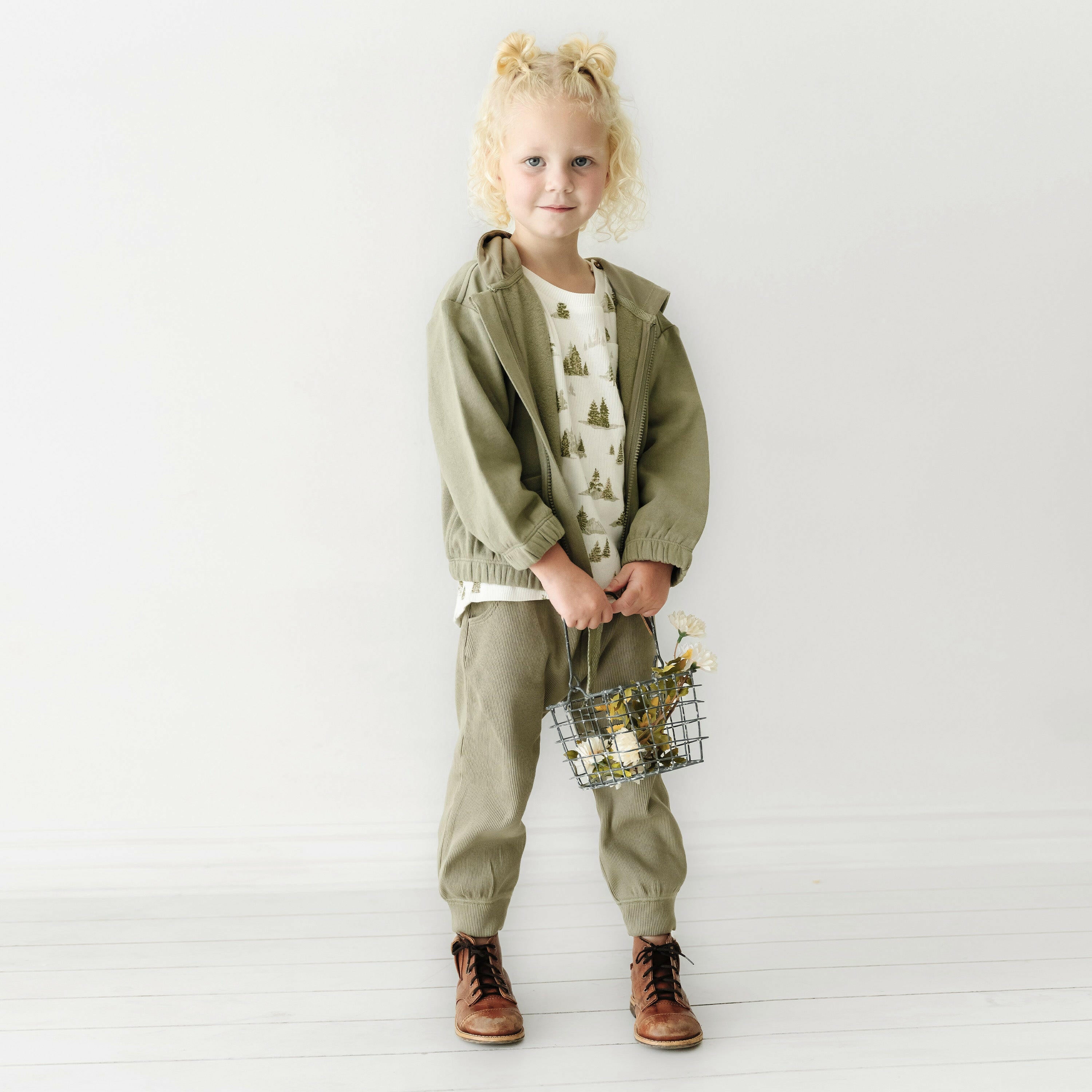 Organic Baby Toddler Hooded Jacket - Olive Fleece Jacket Makemake Organics