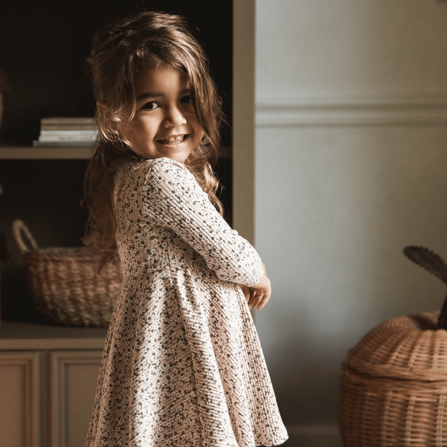 The Printed Long Sleeve Dress -  Adelyn