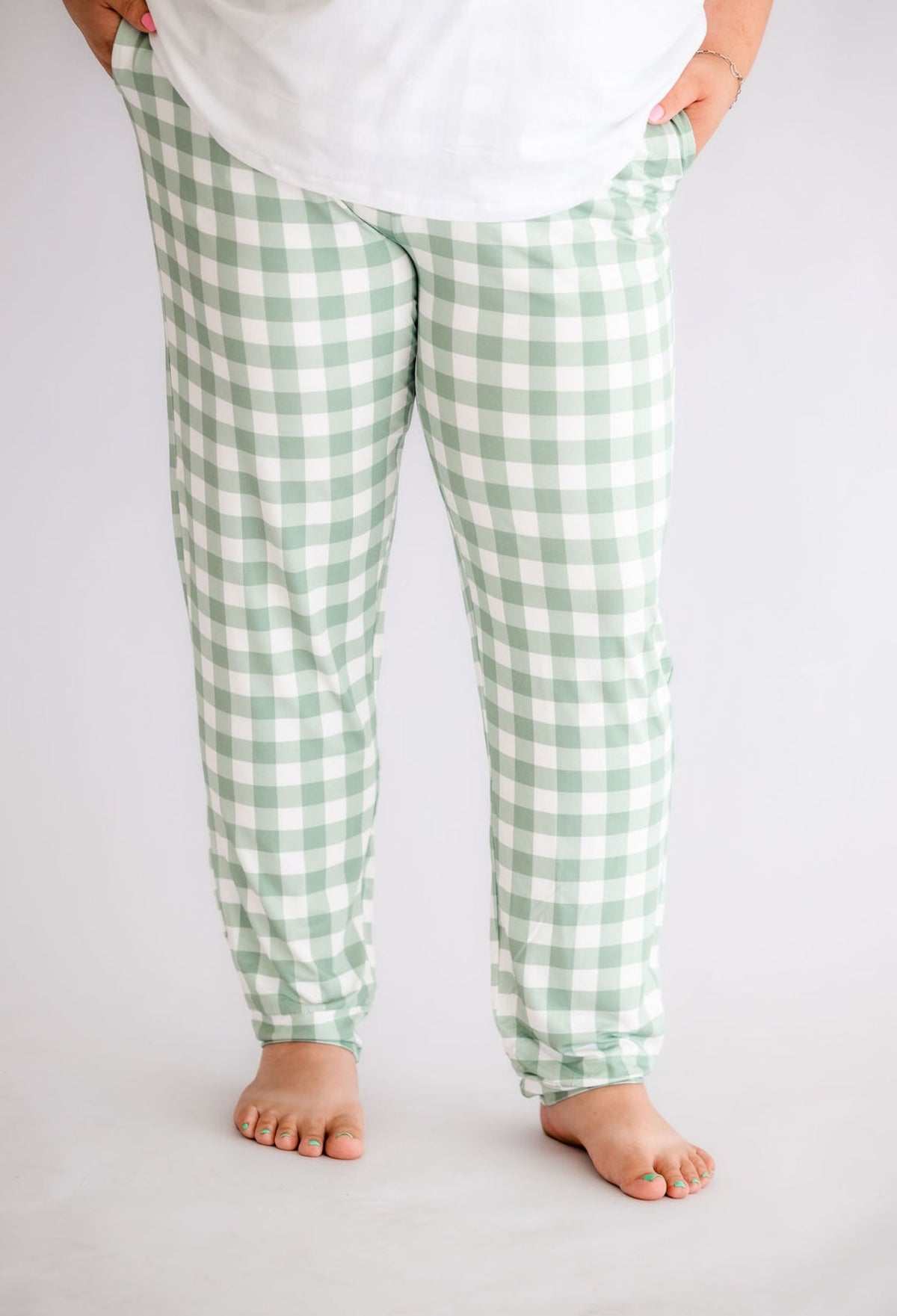 Jade Gingham Adult Joggers