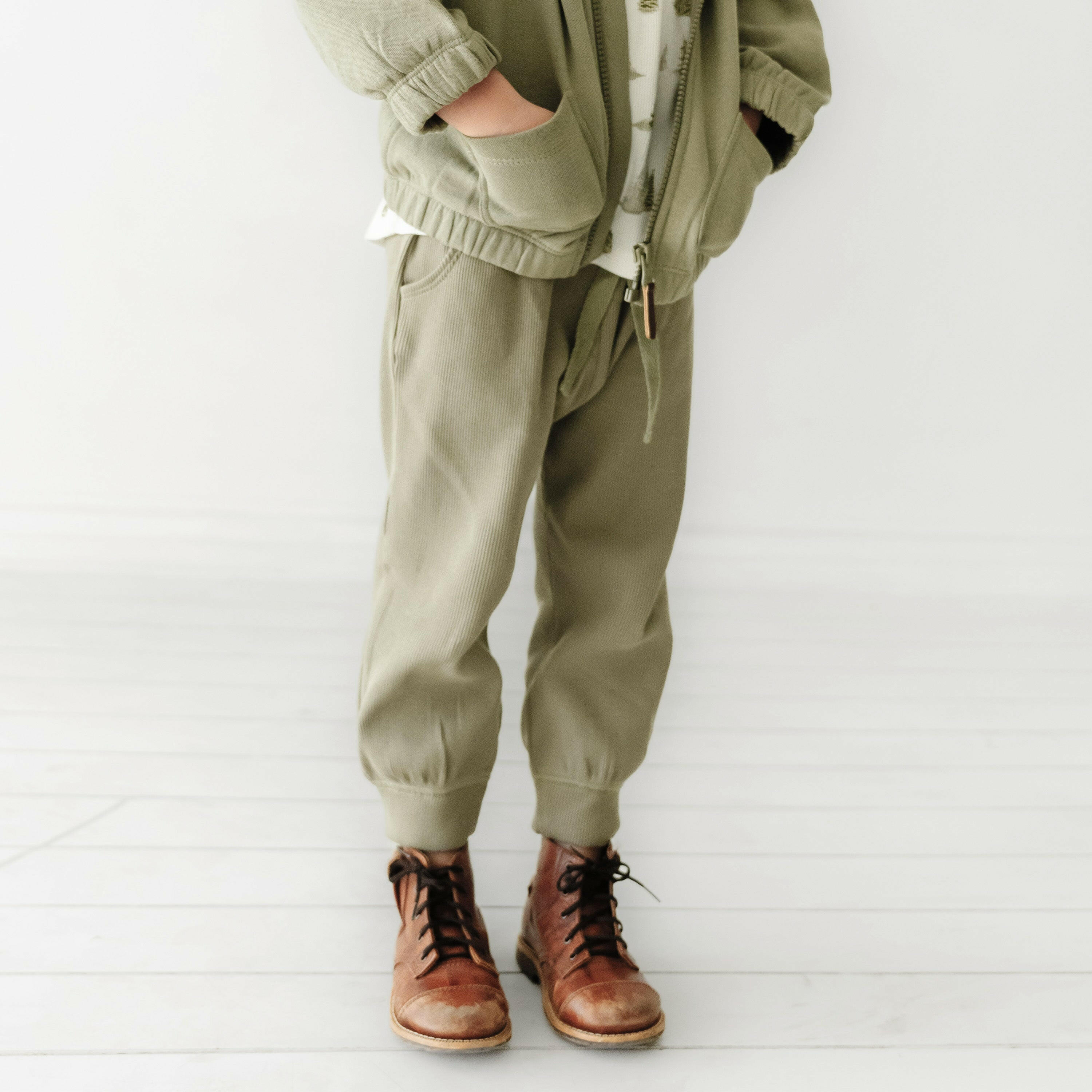 Organic Baby Toddler Hooded Jacket - Olive Fleece Jacket Makemake Organics