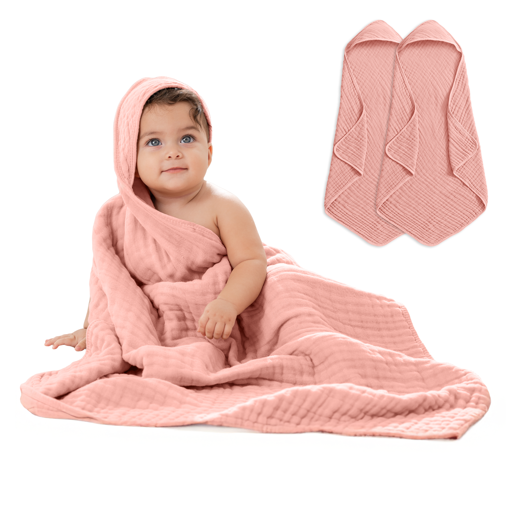 Baby Hooded Towels in Bold Blush