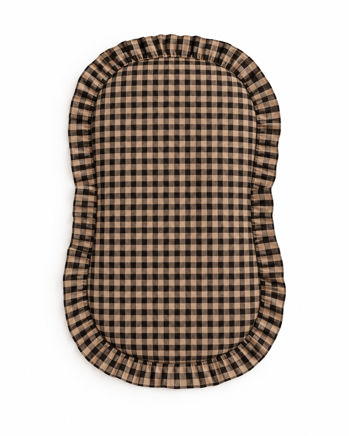 Brown Black Gingham Ruffle Baby Lounger Cover