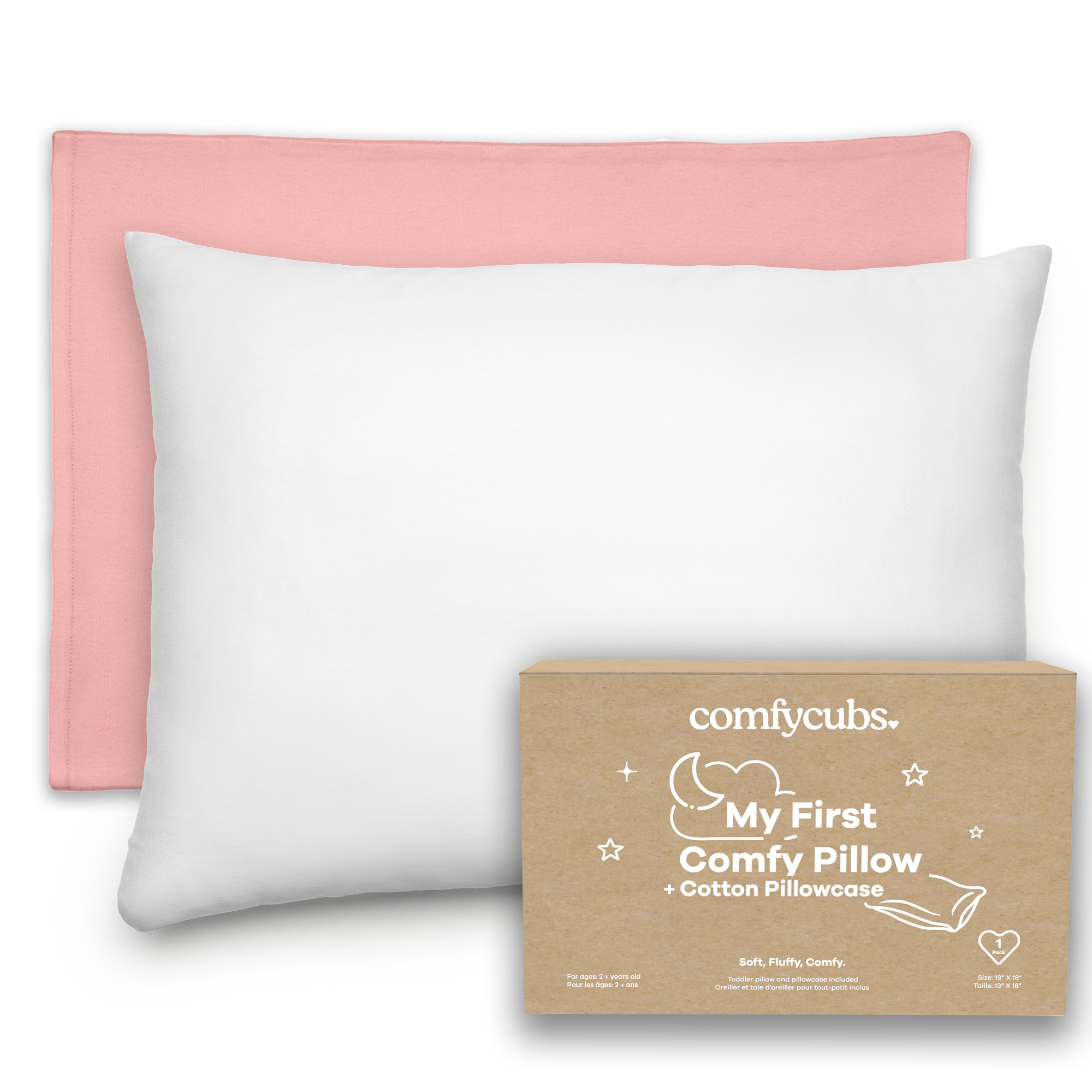 Toddler Pillows with Soft Cotton Pillow Case in Blush
