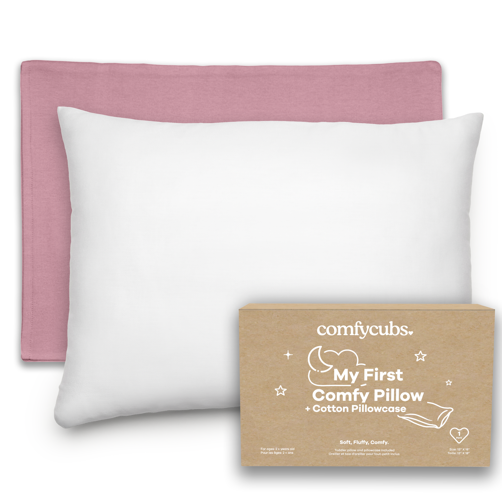 Toddler Pillows with Soft Cotton Pillow Case in Mauve