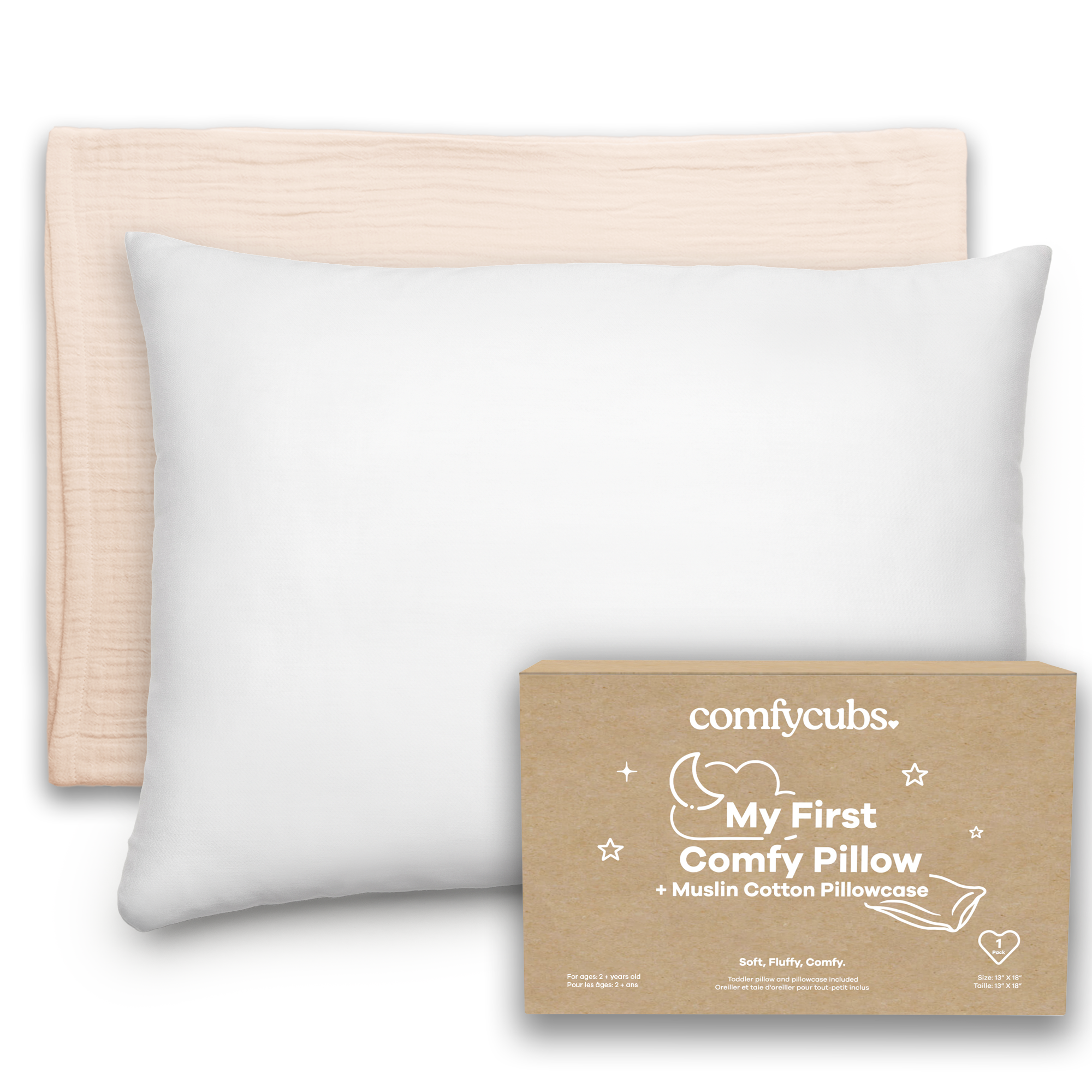 Toddler Pillows with Soft Muslin Pillow Case in Cream