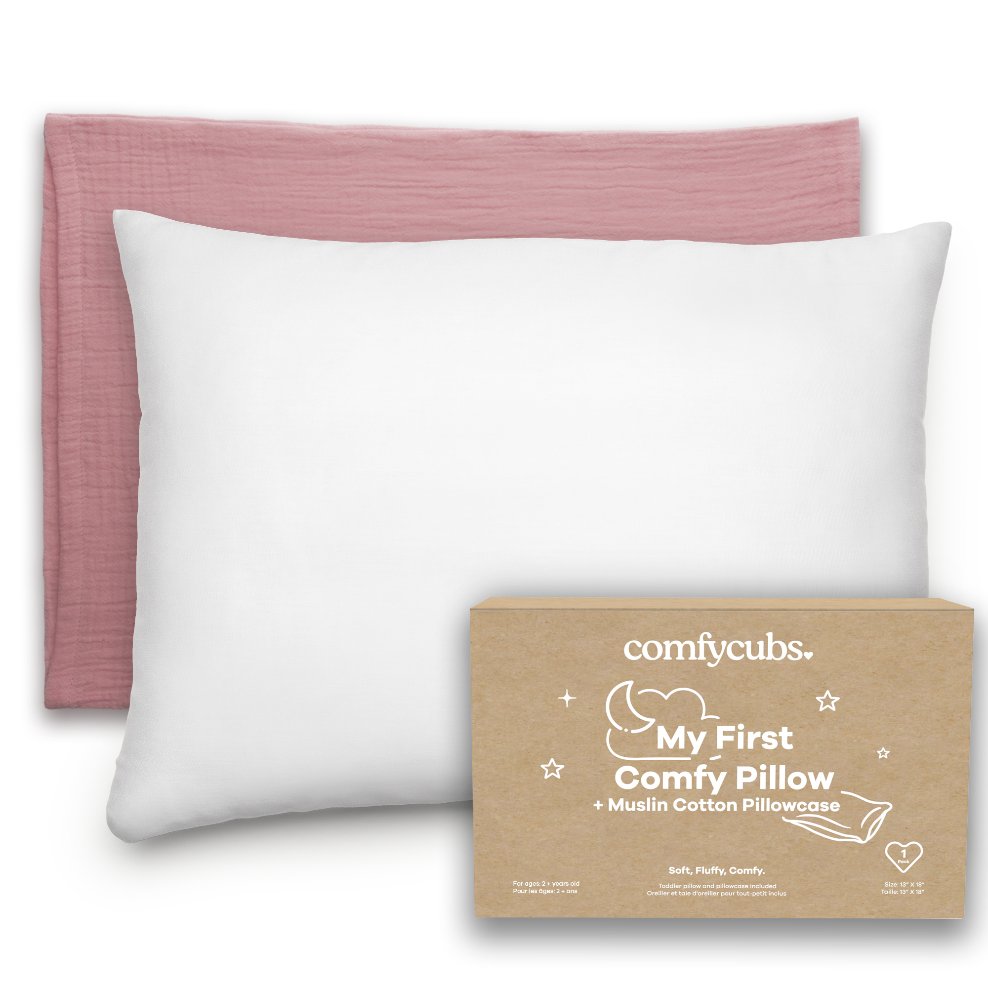 Toddler Pillows with Soft Muslin Pillow Case in Mauve