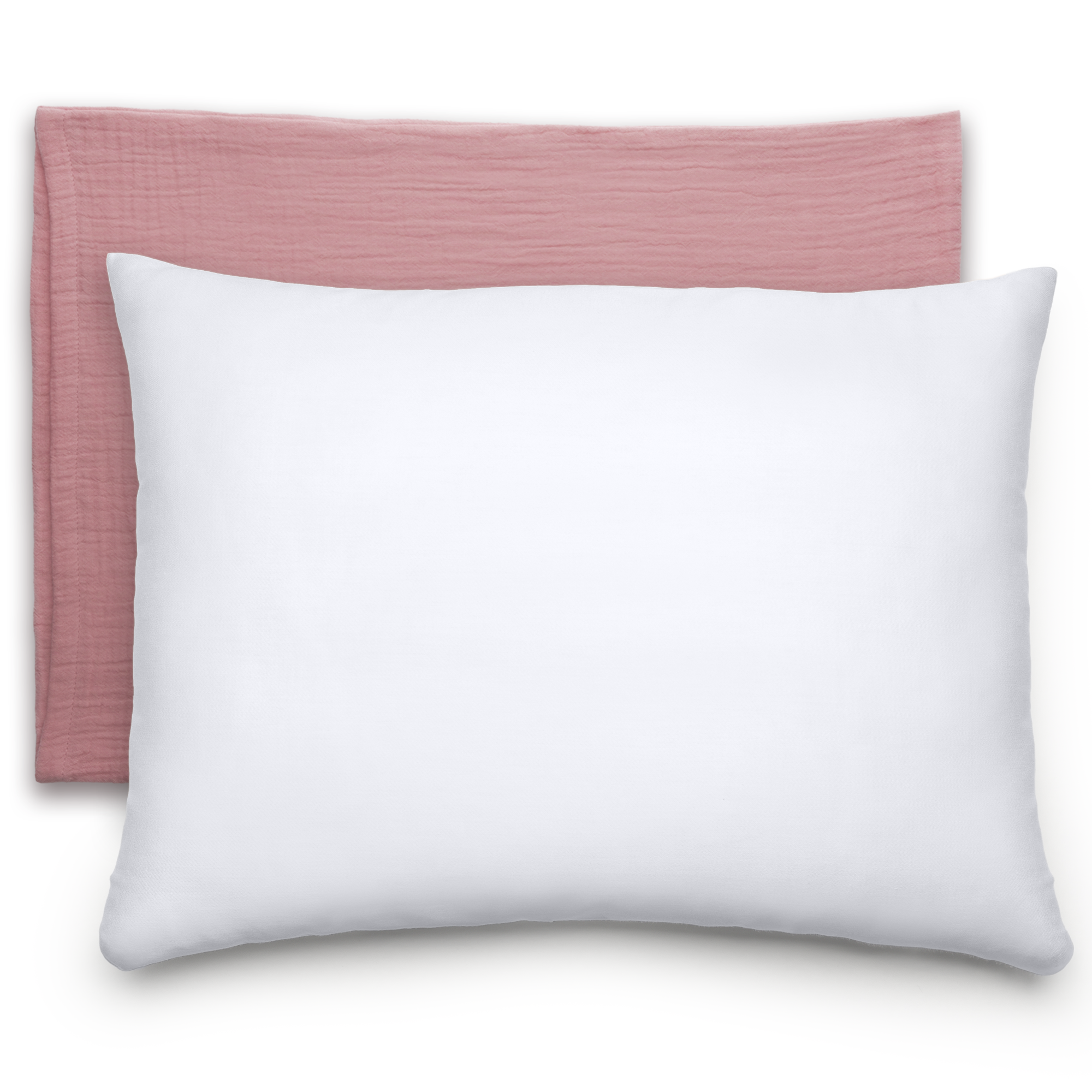 Toddler Pillows with Soft Muslin Pillow Case in Mauve