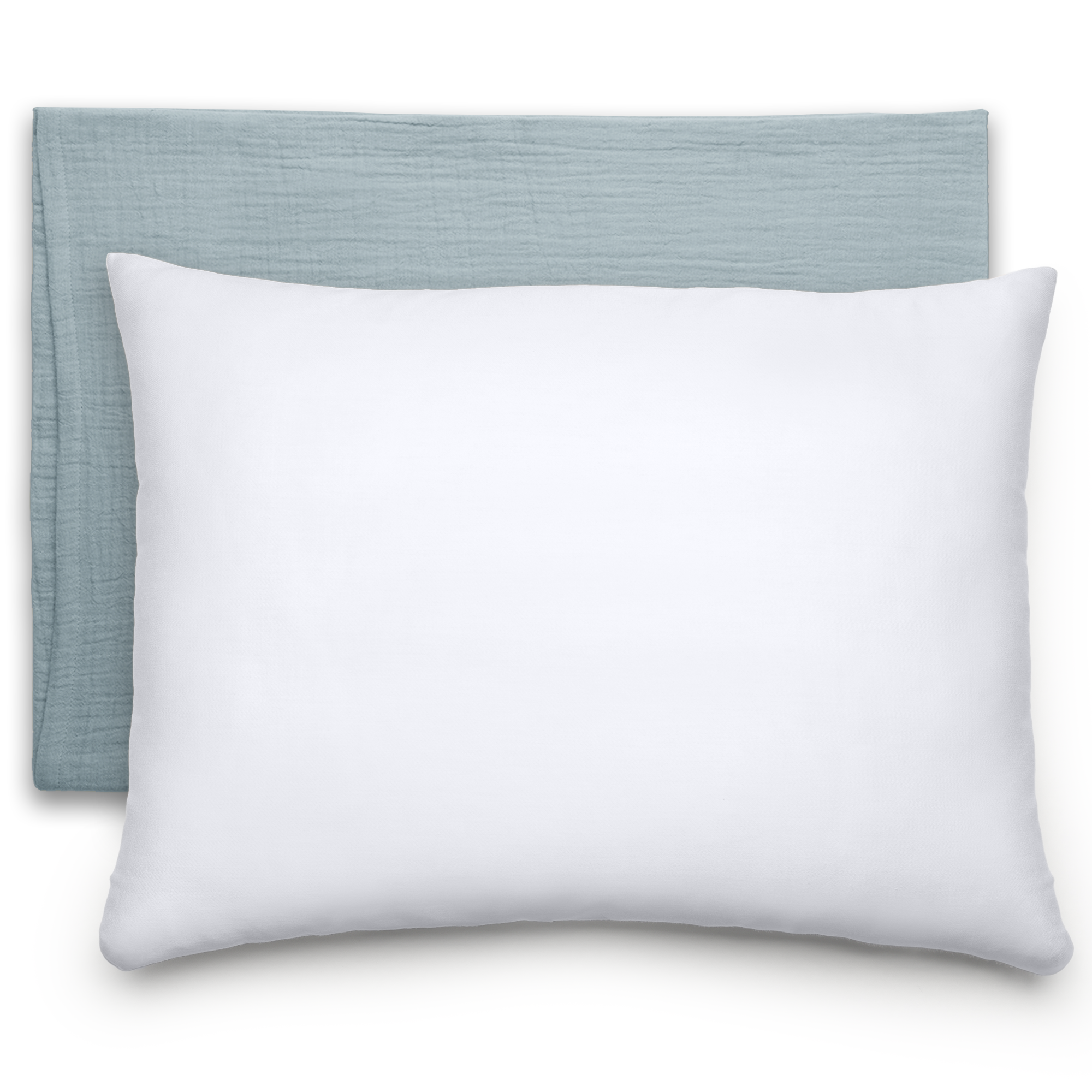 Toddler Pillows with Soft Muslin Pillow Case in Pacific Blue