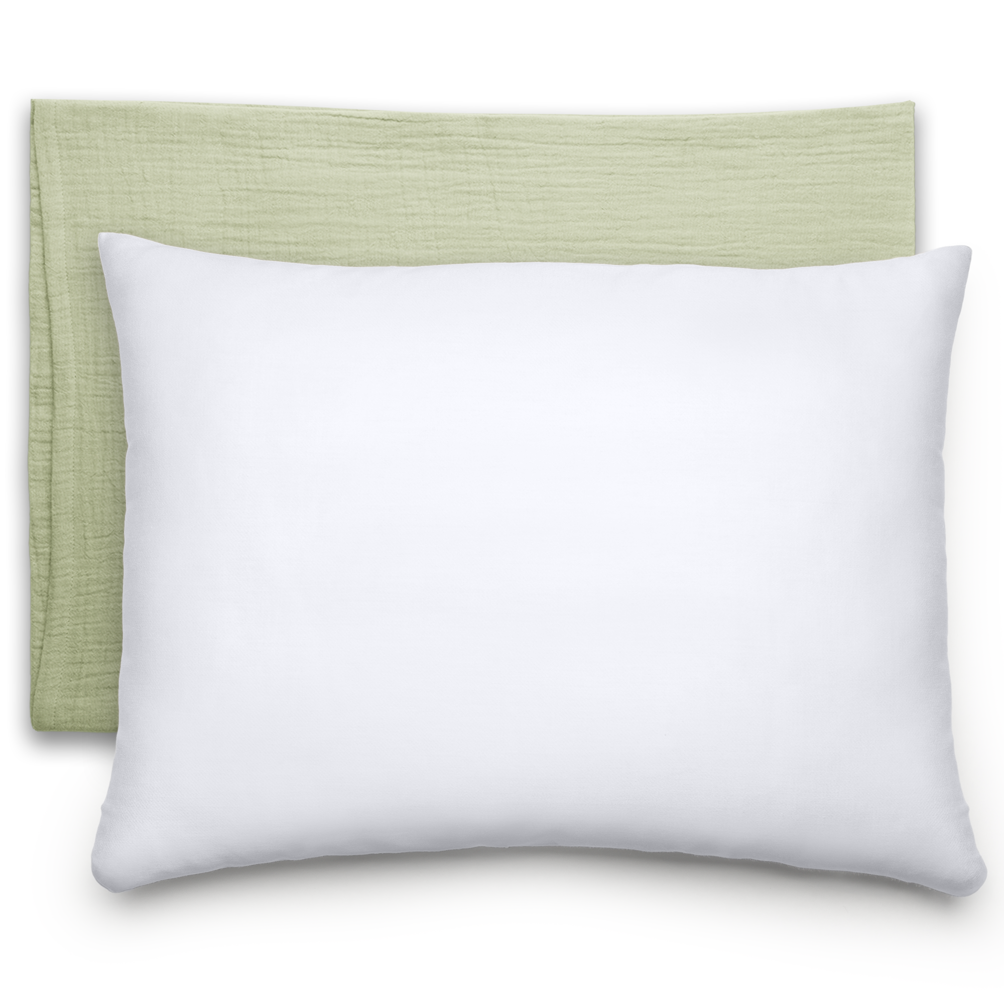 Toddler Pillows with Soft Muslin Pillow Case in Sage