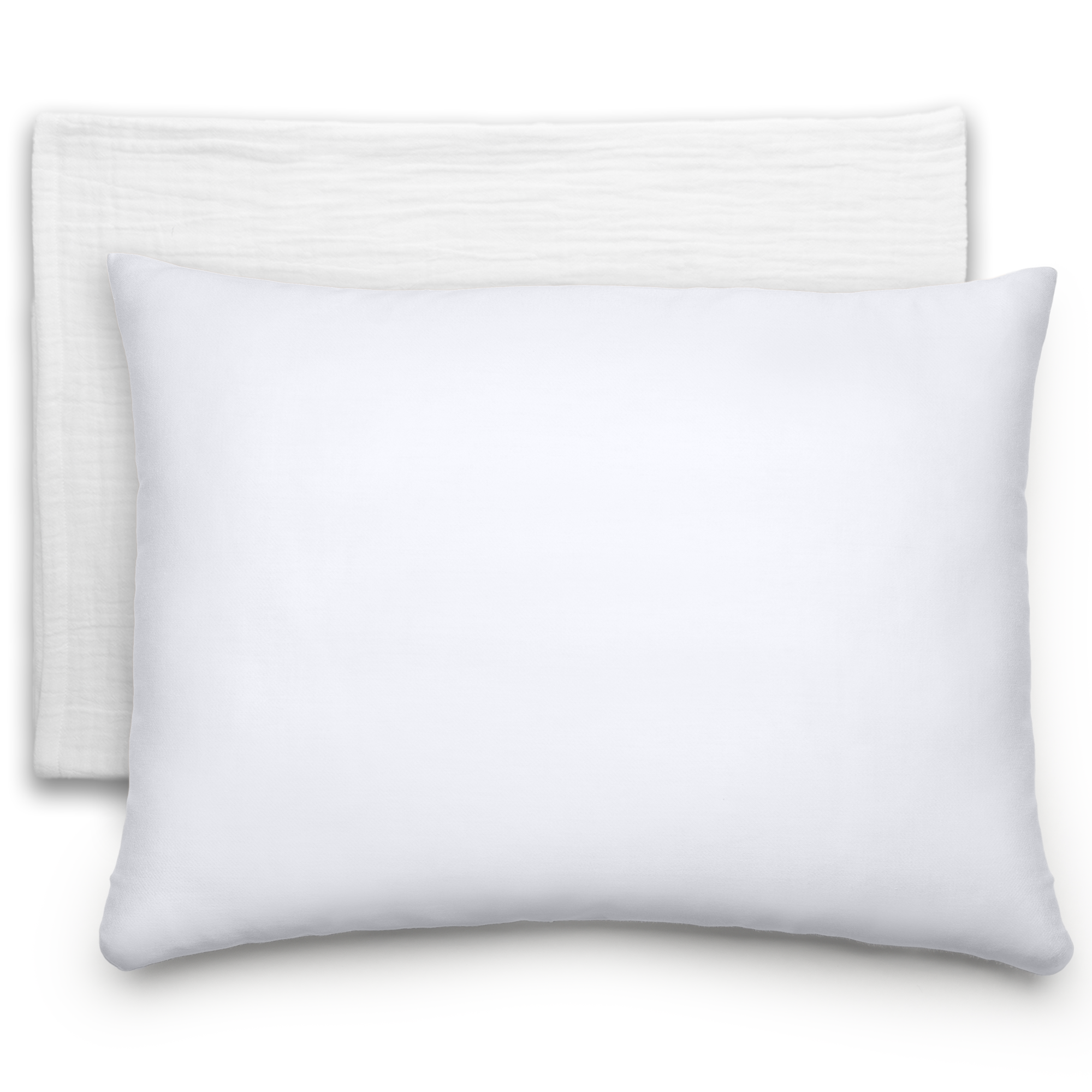 Toddler Pillows with Soft Muslin Pillow Case in White