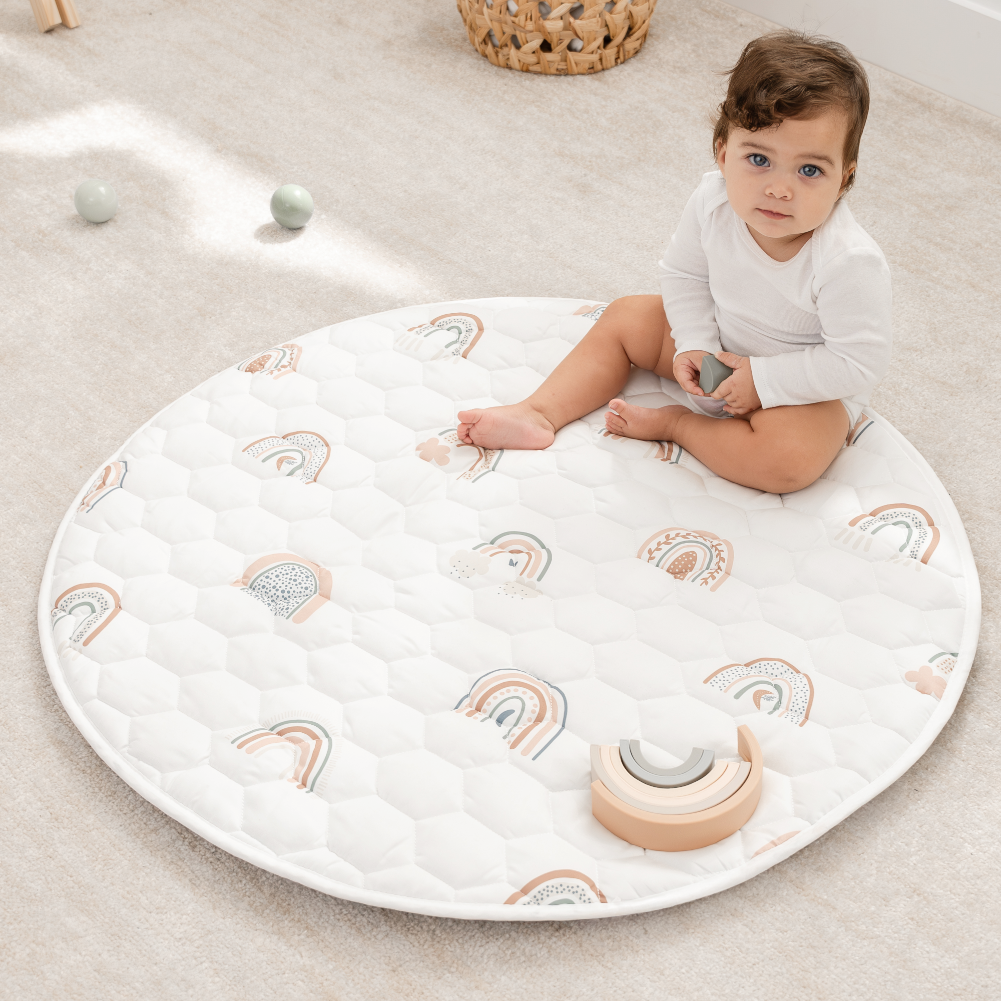 Play Mat with Non-Slip Bottom in Rainbow