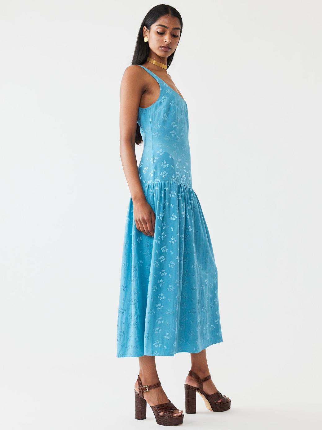 Ella Dress - Frozen Blue Bouquet