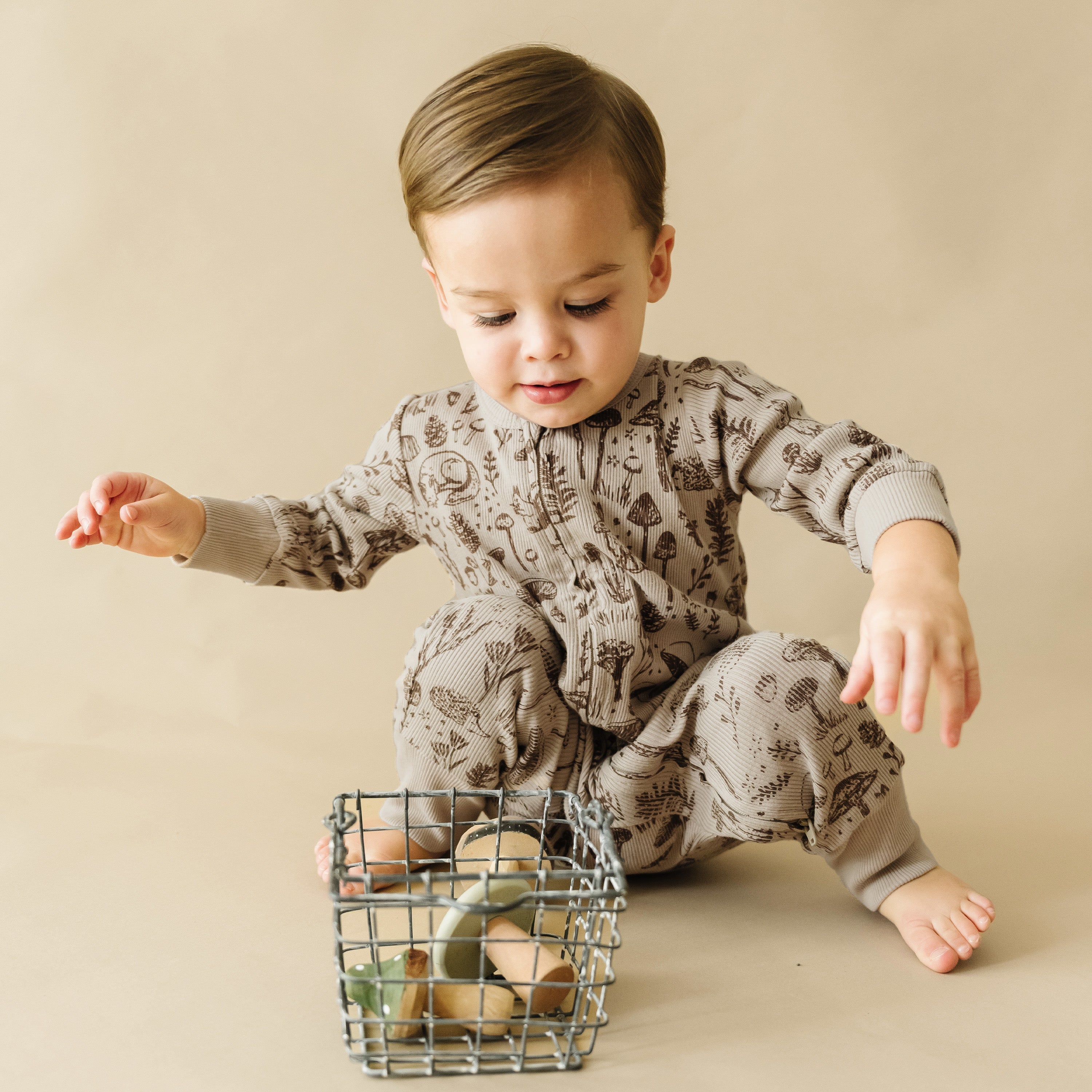 Organic 2-Way Zip Romper - Woodland