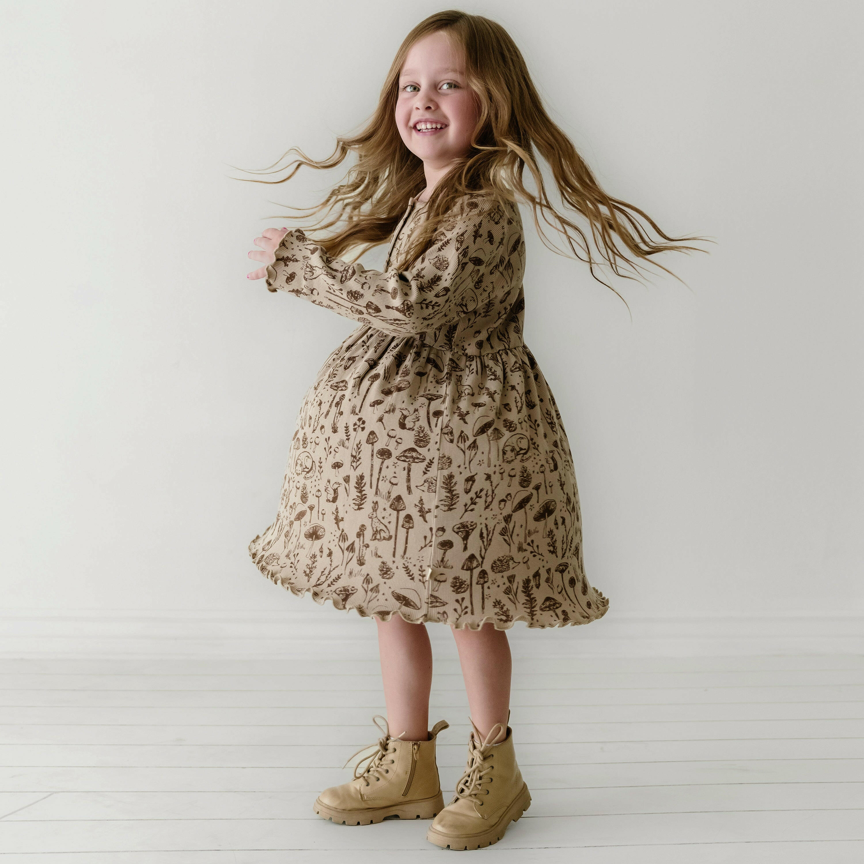 Organic Girls Twirl Dress - Woodland Twirl Dress Makemake Organics