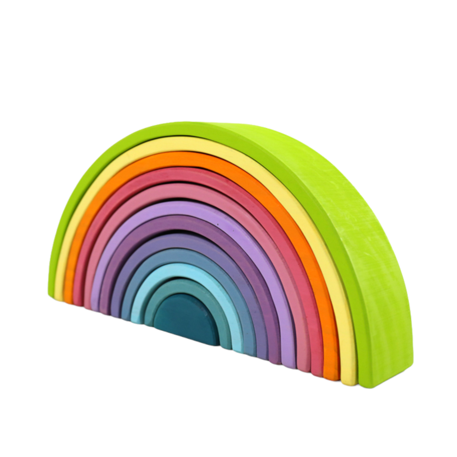 **Pre-order (Ships in 1-2 Weeks)**12-Piece Large Wooden Rainbow Stacking Blocks – Pastel / Macaron Colors