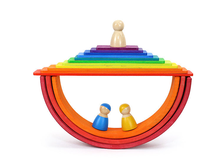 **Pre-order (Ships in 2-3 Weeks)**11 Pcs Wooden Rainbow Rectangular Building Boards in Primary Colors