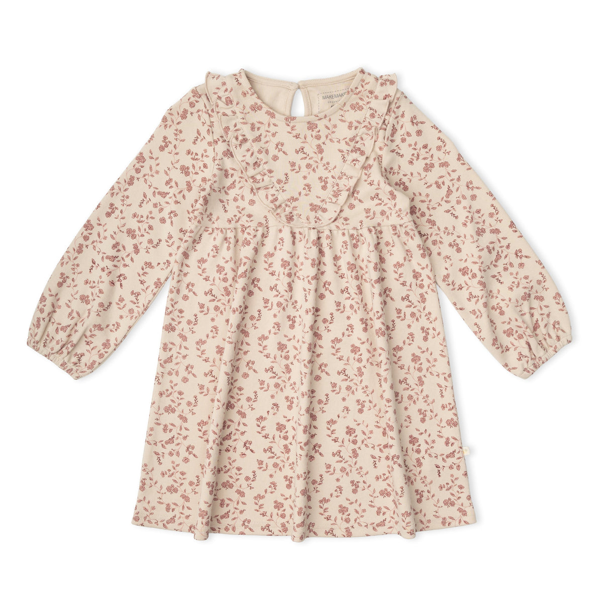 Organic Long Sleeve Ruffle -V- Dress - Petal Whispers