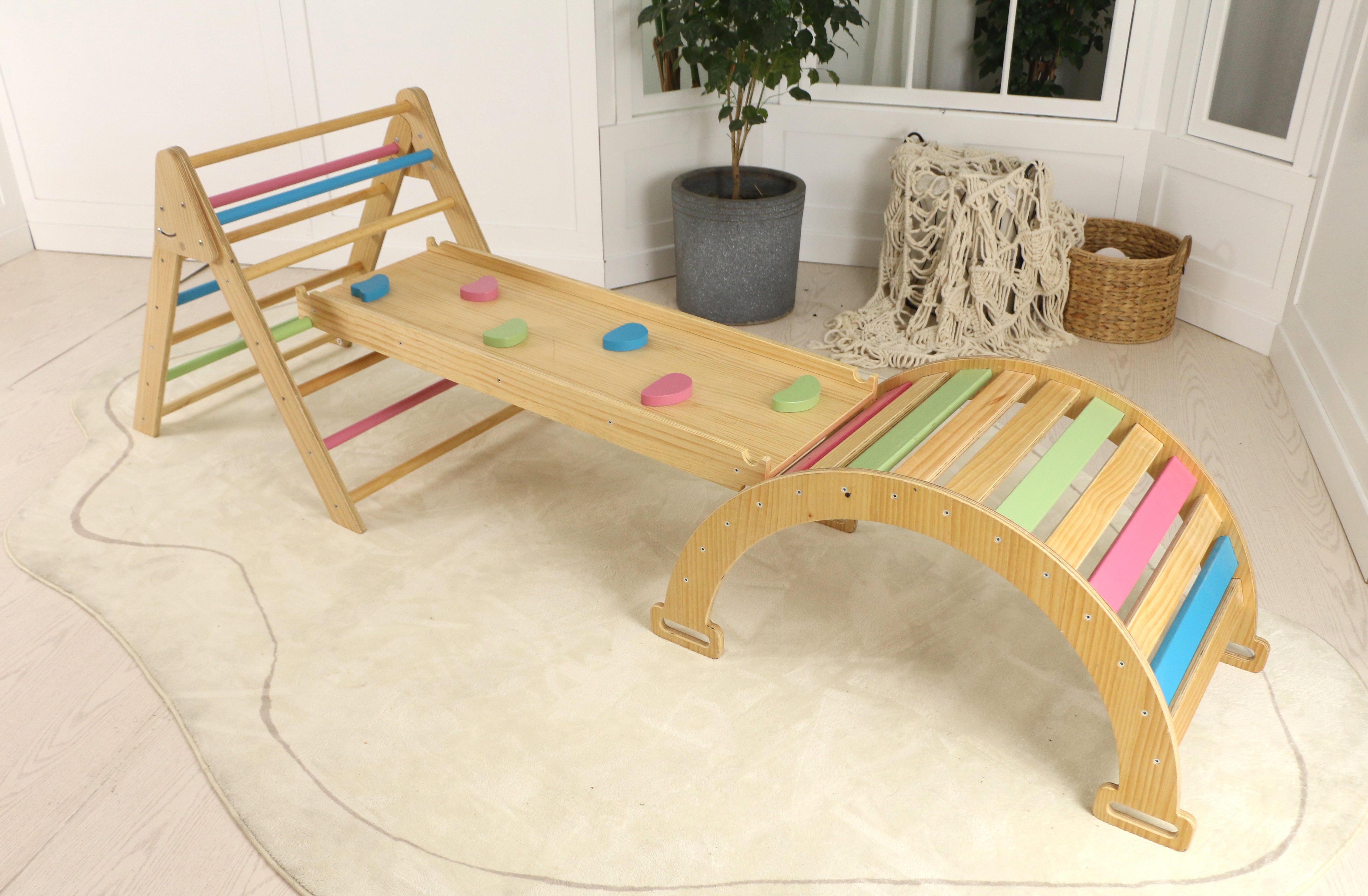 Hazel - Pikler Triangle Ladder & Rocker Set Indoor Avenlur.com