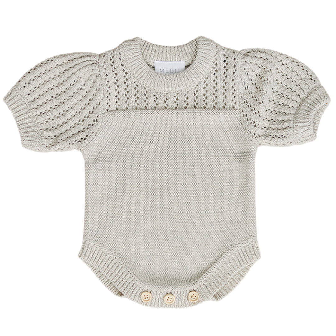 Oatmeal Knit Shirt Romper Mebie Baby