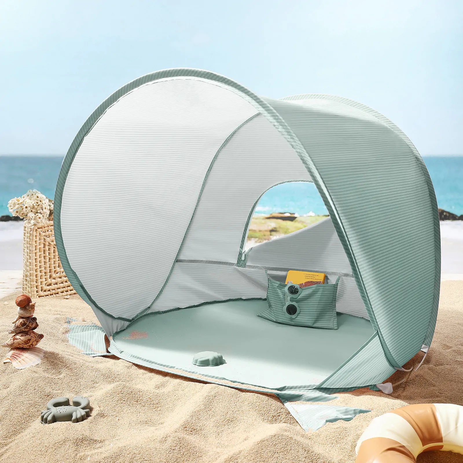 Tiny Land® One-Stop Beach Toy & Tent Set – Sea Blue