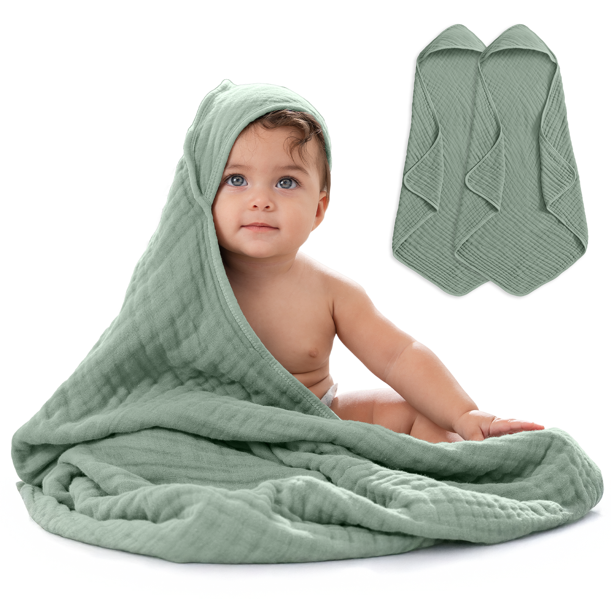 Baby Hooded Towels in Fern