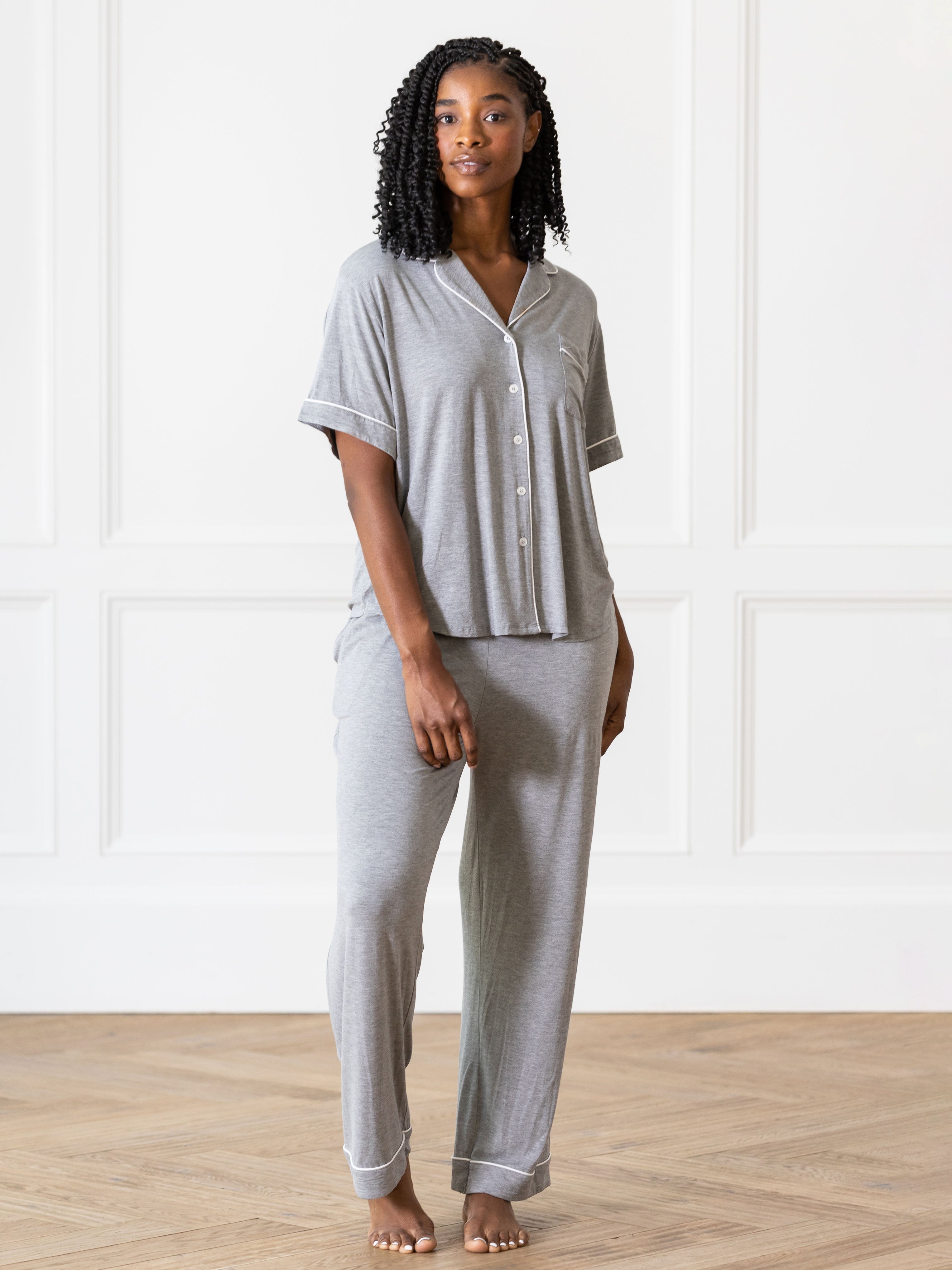 Women's Bamboo Stretch-Knit Short Sleeve & Pant Pajama Set