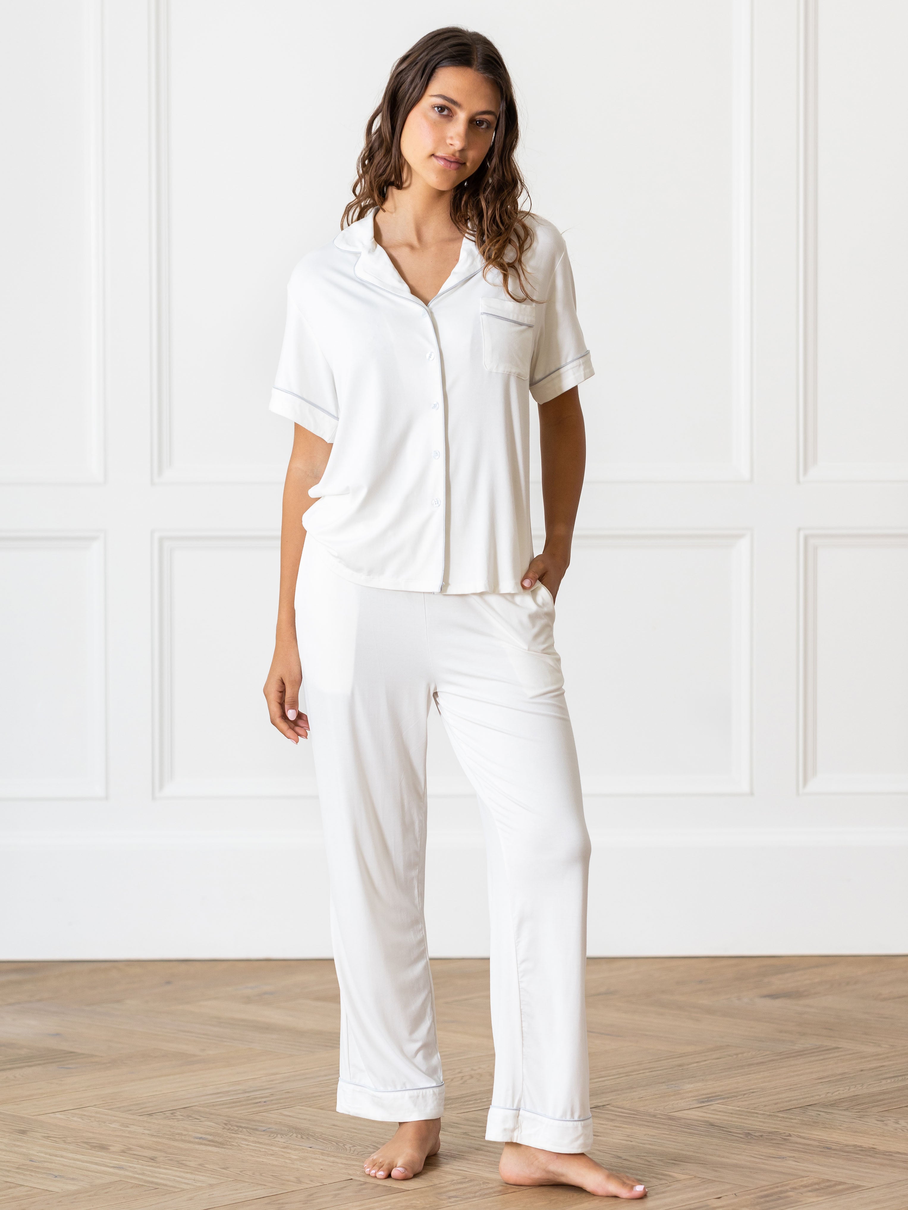 Women's Bamboo Stretch-Knit Short Sleeve & Pant Pajama Set