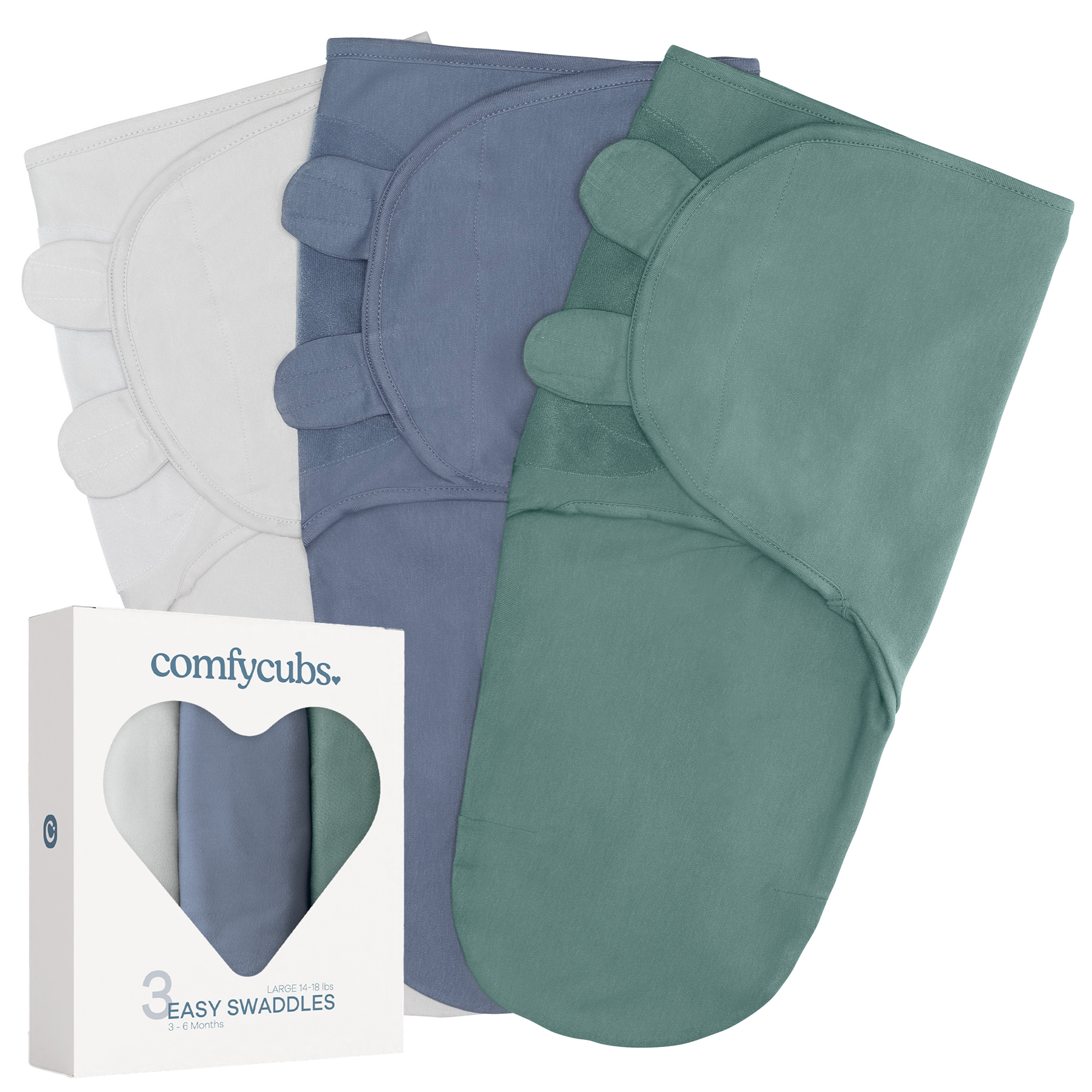 Easy Swaddle Blankets in Stone, Nomadic Blue, Azul, Pack of 3