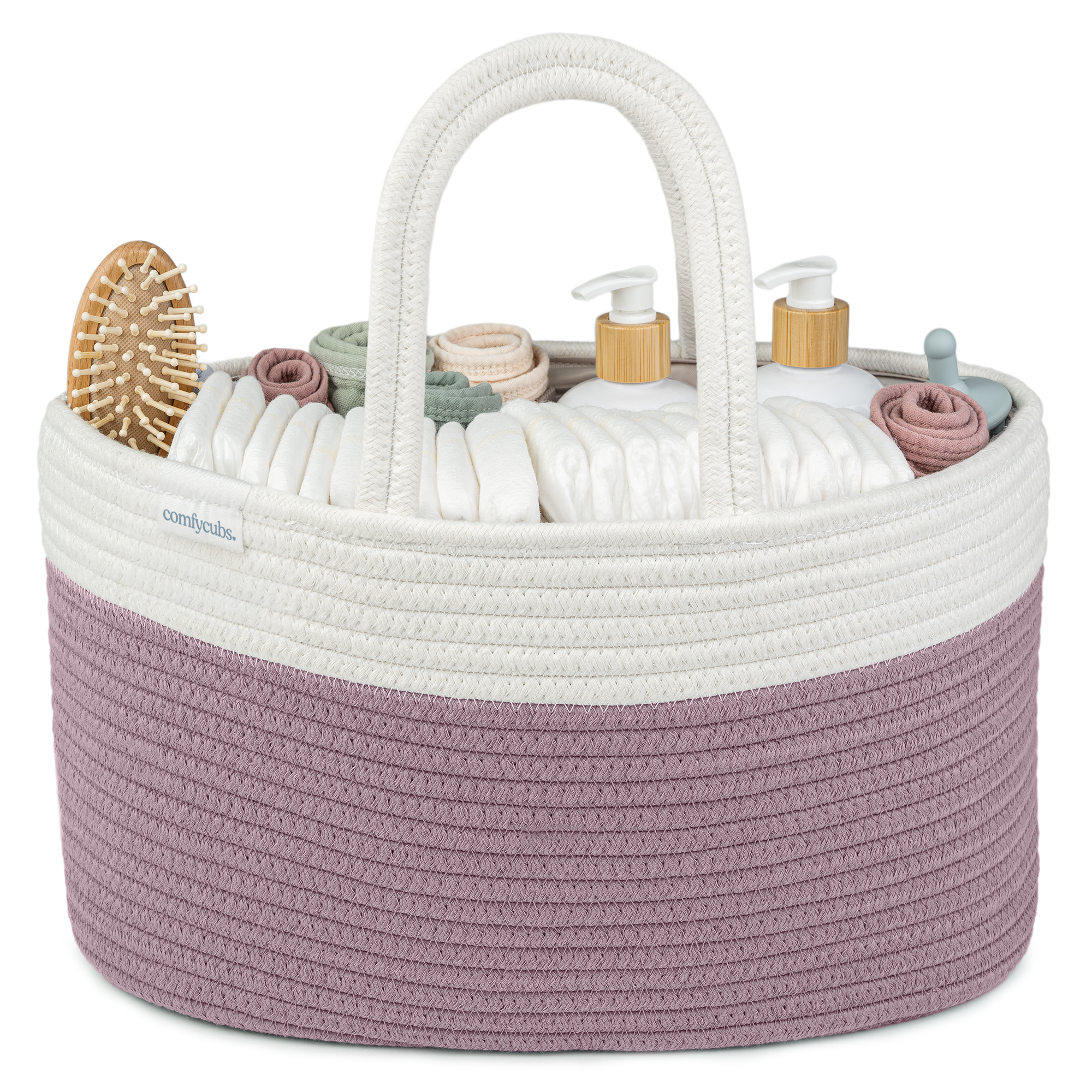 Rope Diaper Caddy in Mauve