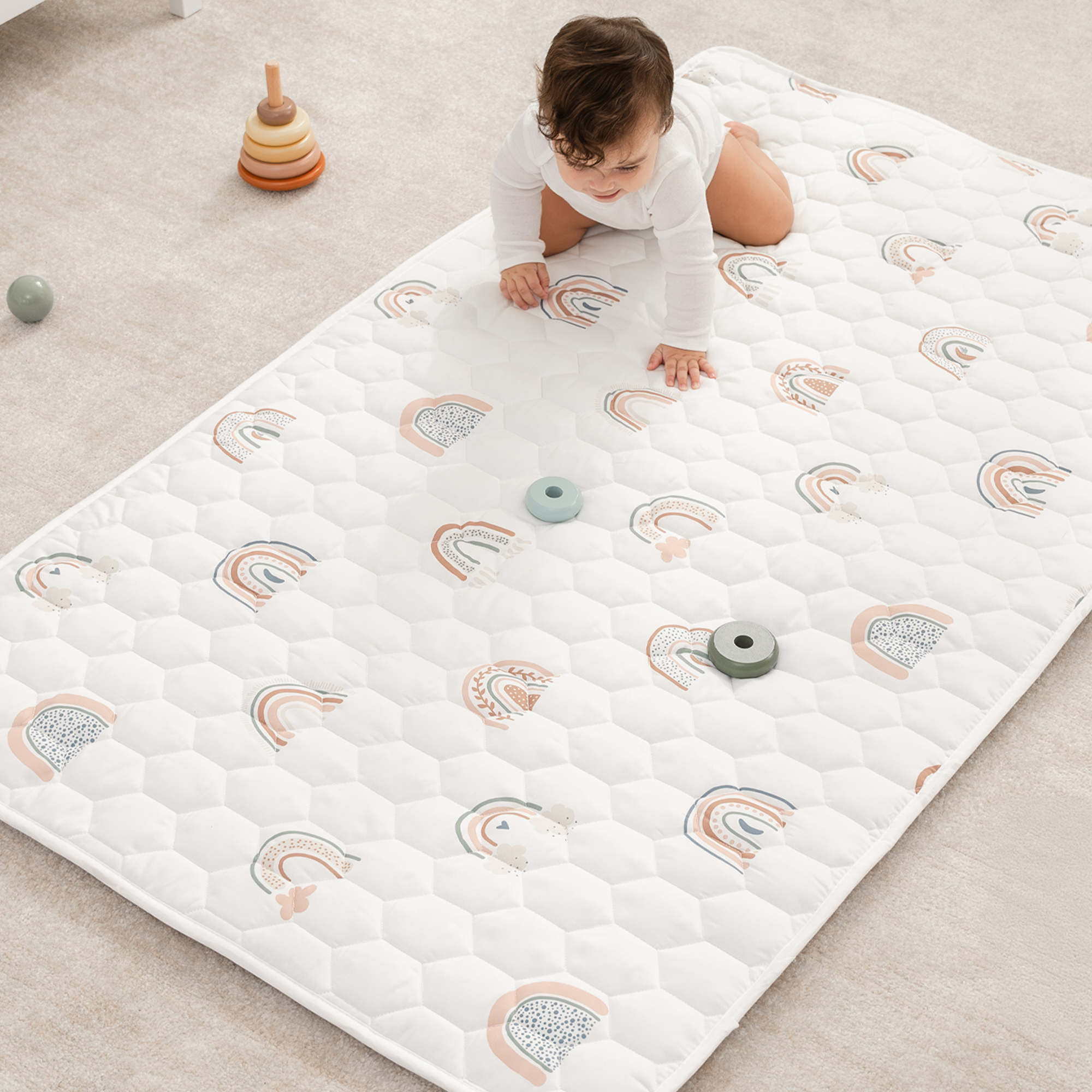 Play Mat with Non-Slip Bottom in Rainbow