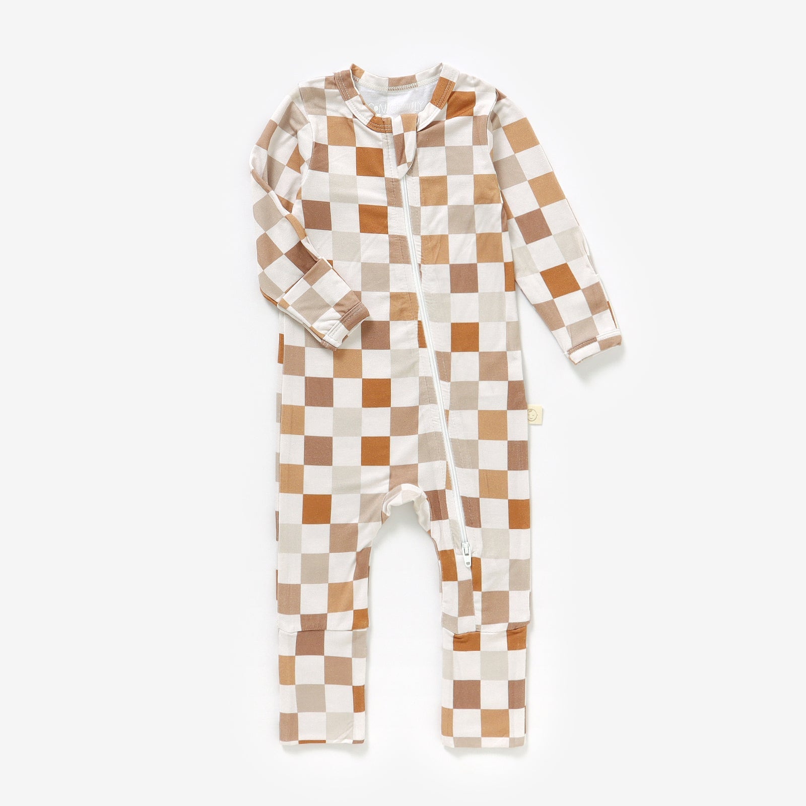 Bamboo Zip Baby Pajamas - Checkered Pajamas Consciously Baby Newborn