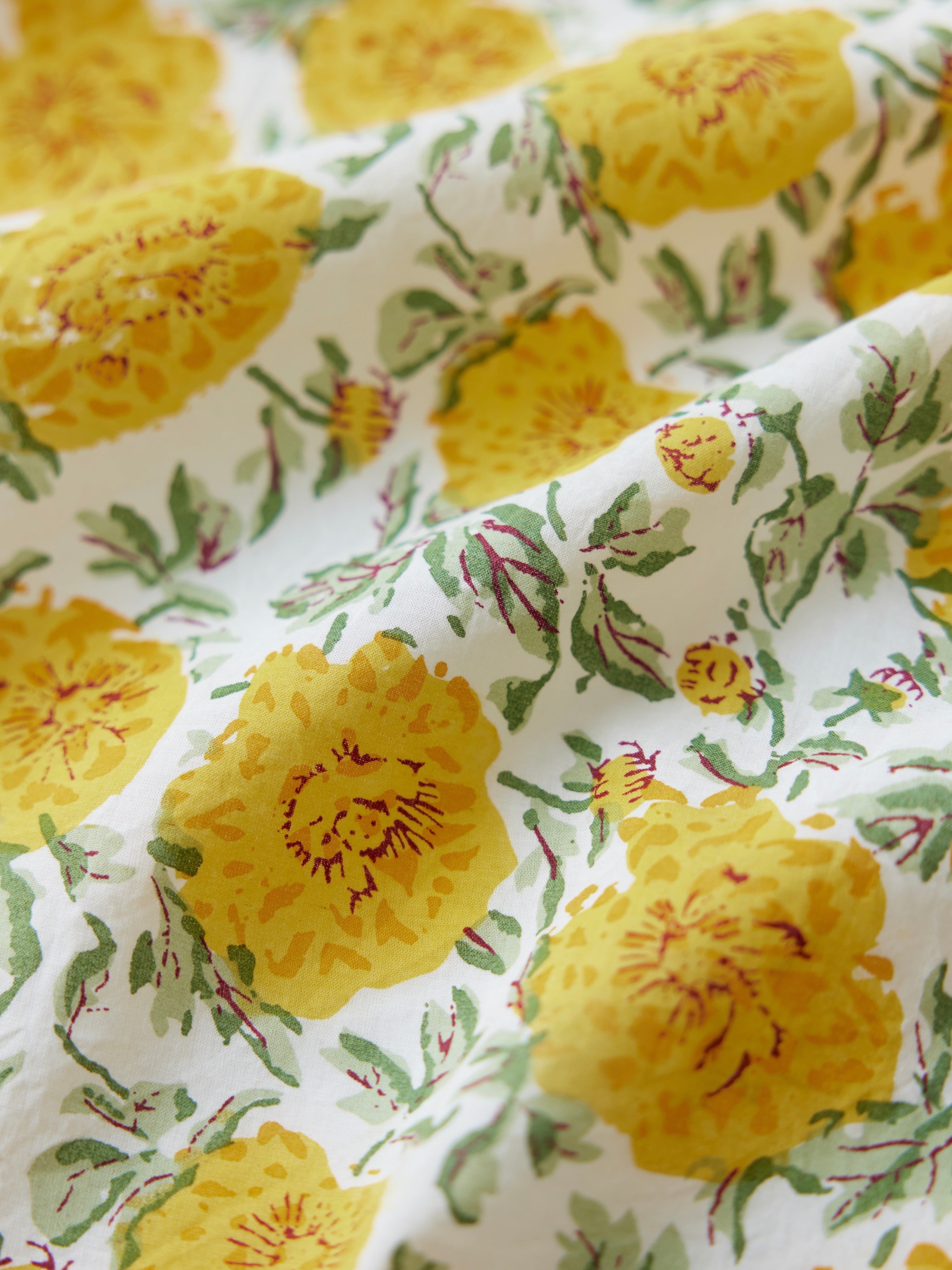 Casey Puff Sleeve Top - Cream/Canary Floral print