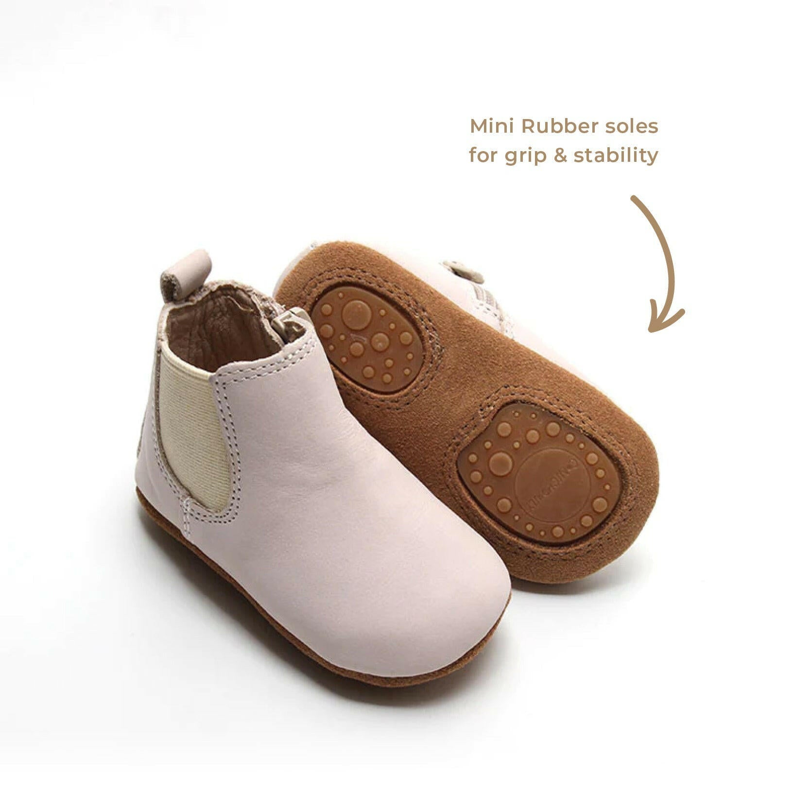 Waxed Leather Chelsea Boot | Color 'Vail Cream' | Soft Sole  Consciously Baby