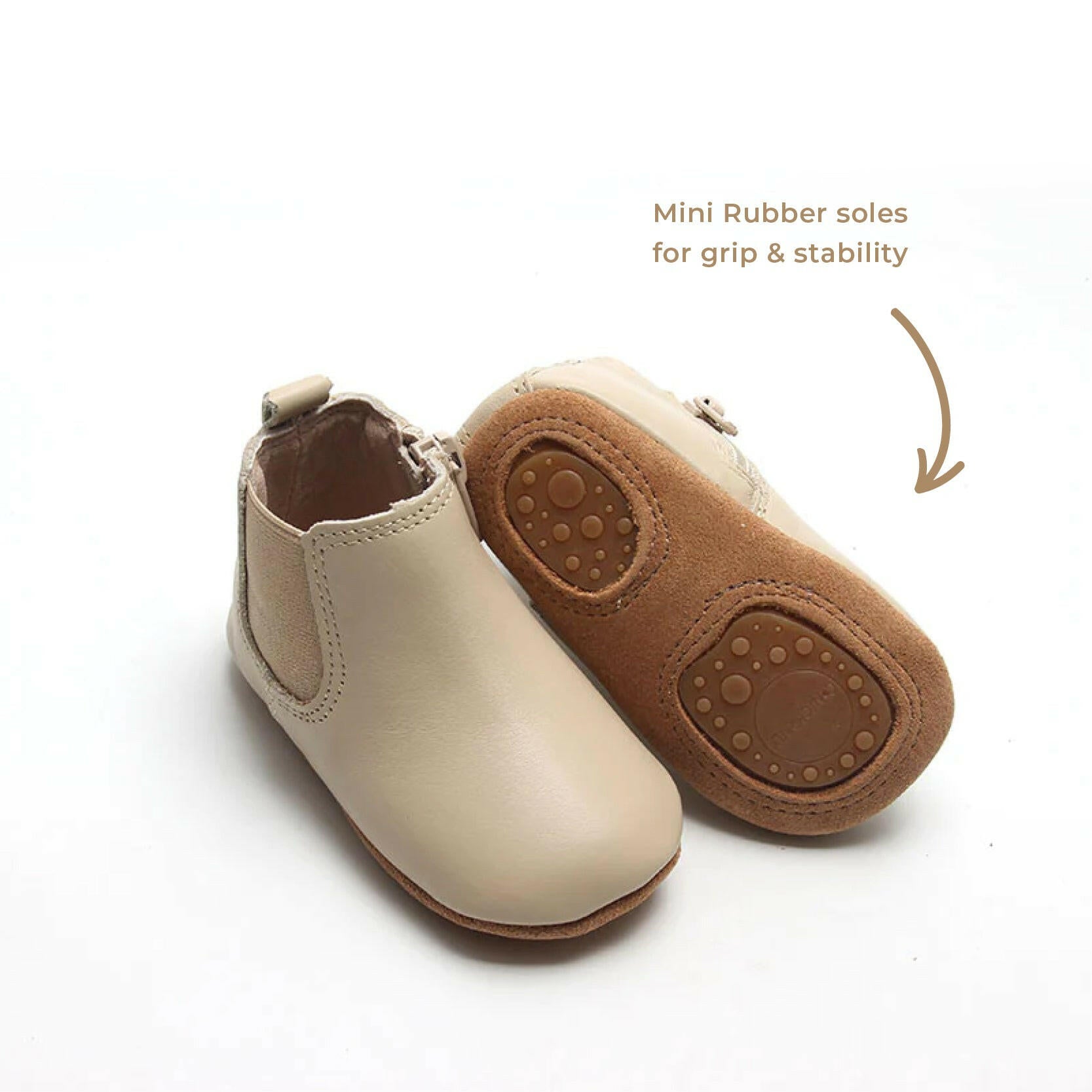 Leather Chelsea Boot | Color 'Bone' | Soft Sole Consciously Baby