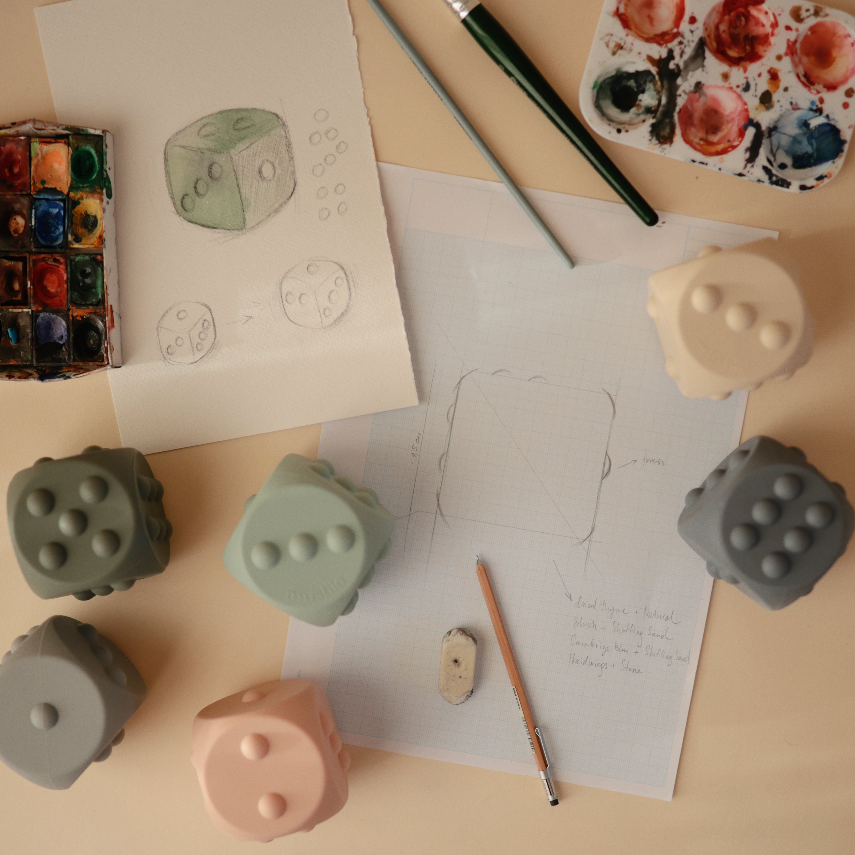 Dice Press Toy 2-Pack Press Toy Mushie