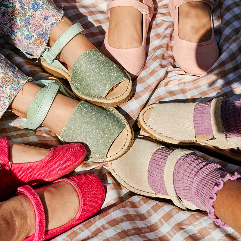 Leather Sandals in Nude Shimmer by childrenchic childrenchic