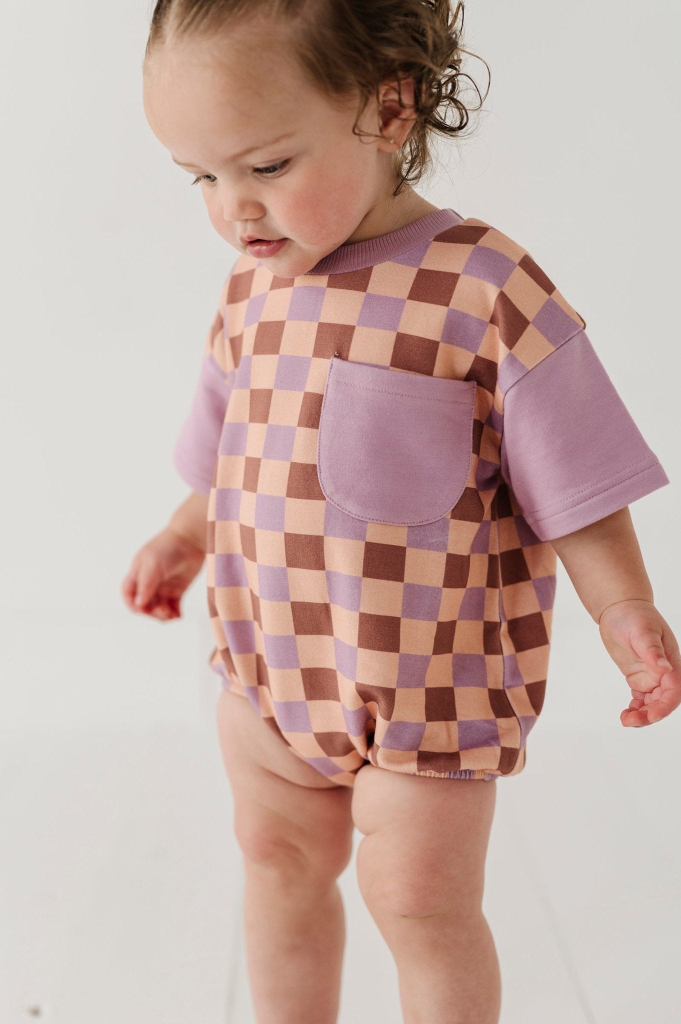 Baby Girl Short Sleeve Colorblock Romper