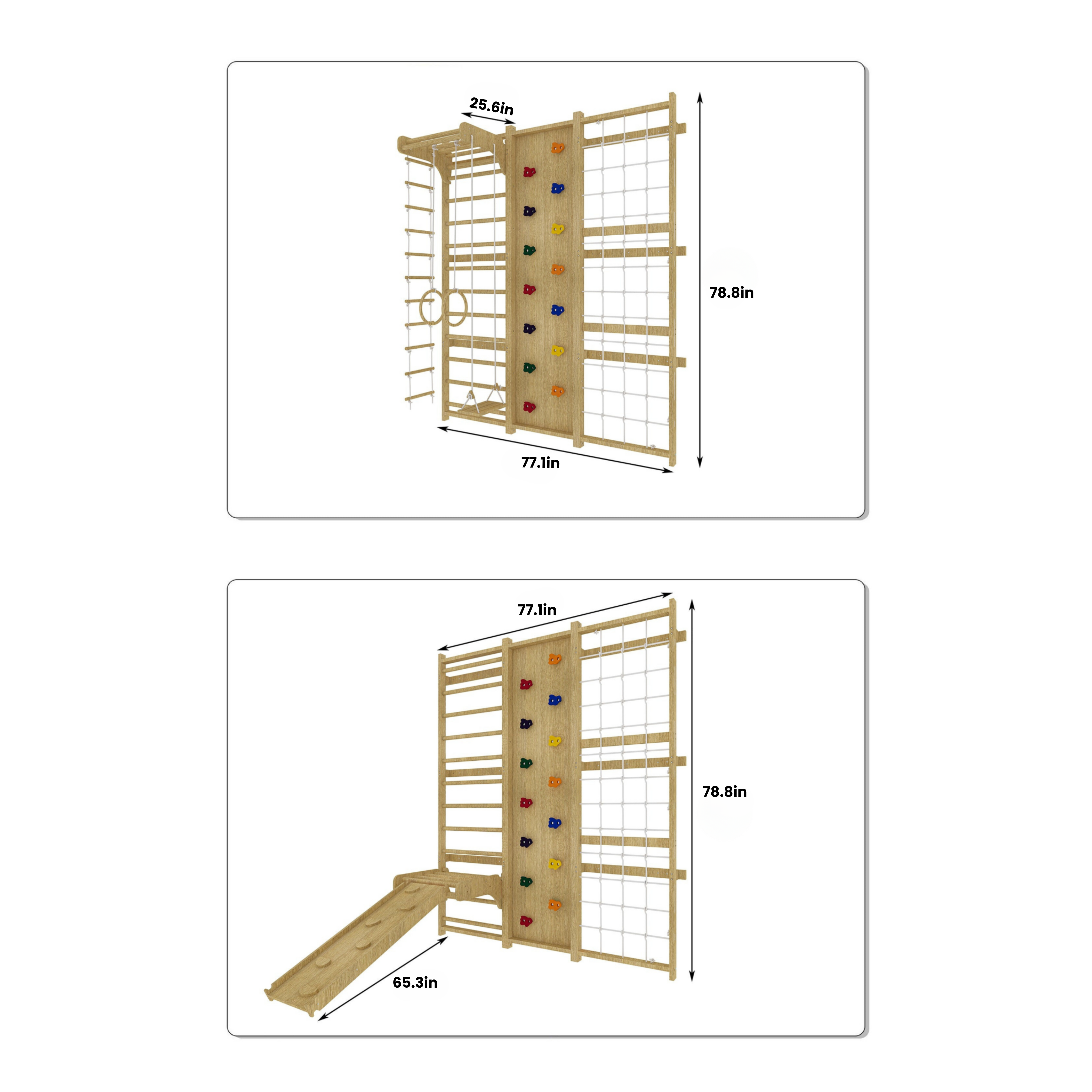 Walnut - 9-in-1 Swedish Ladder Wall Gym and Climber Indoor Avenlur.com 78.8 Inches