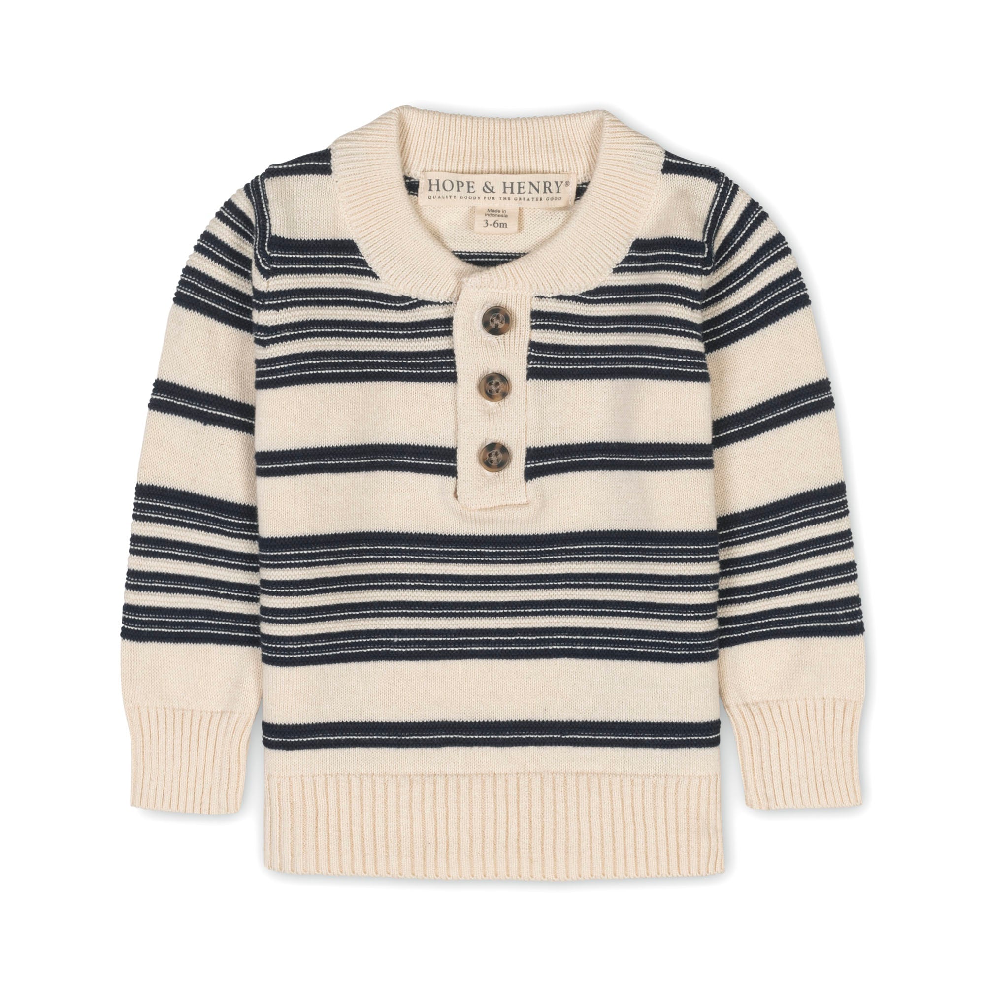 Organic Sweater Henley with Elbow Patches