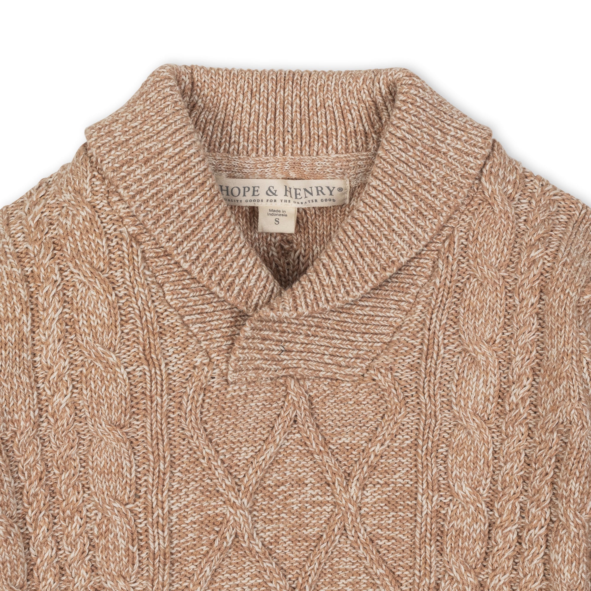 Organic Shawl Collar Cable Sweater
