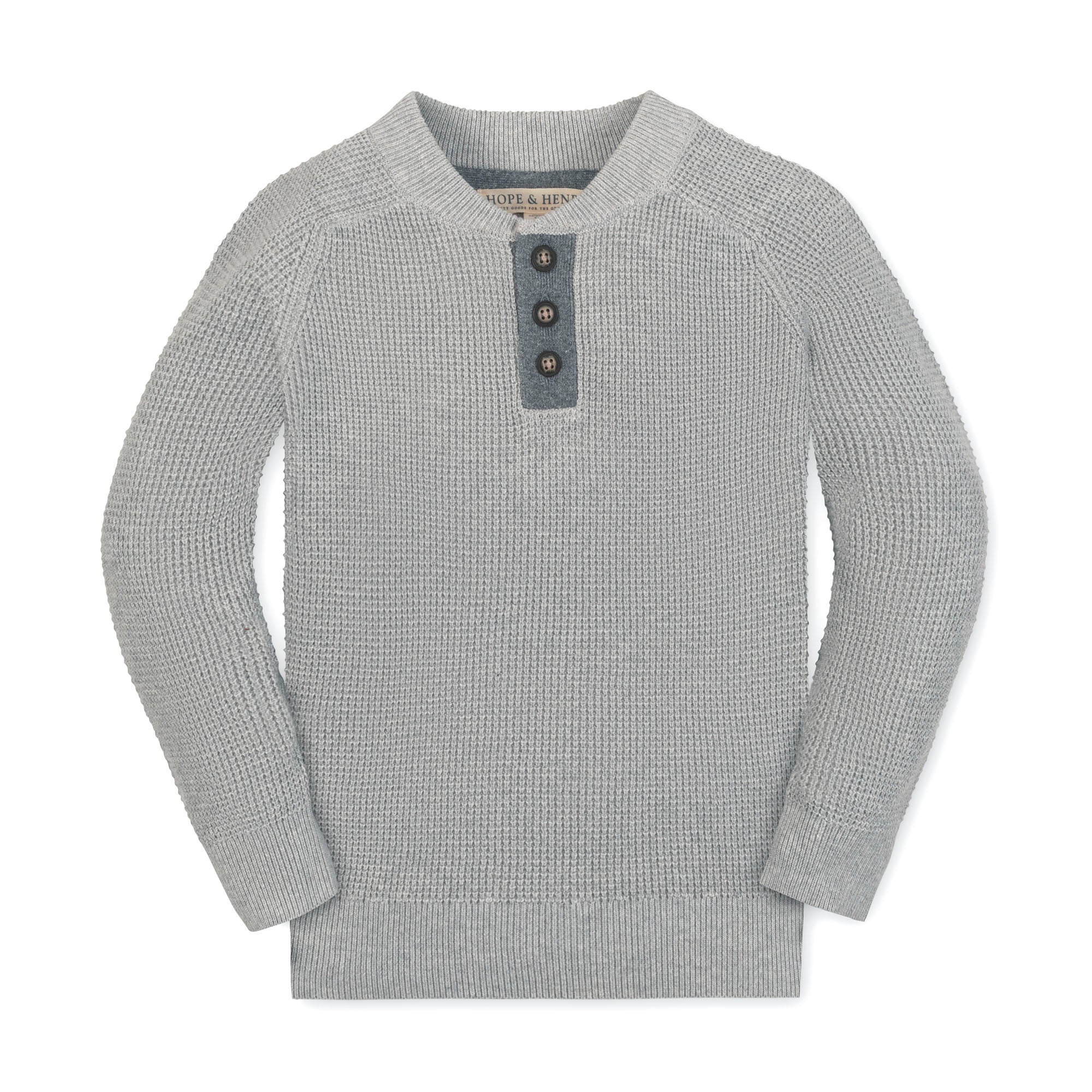 Organic Sweater Henley with Elbow Patches