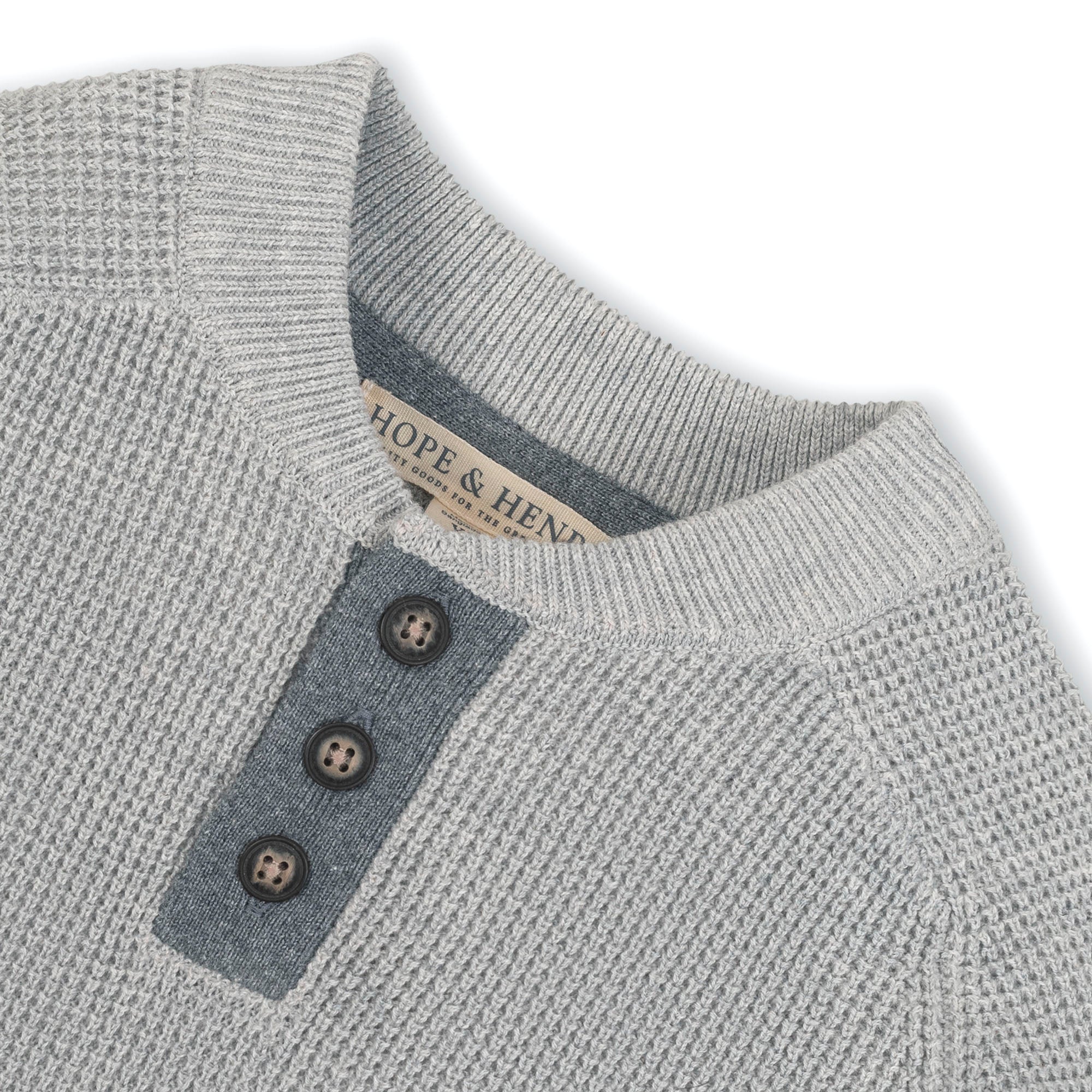 Organic Sweater Henley with Elbow Patches